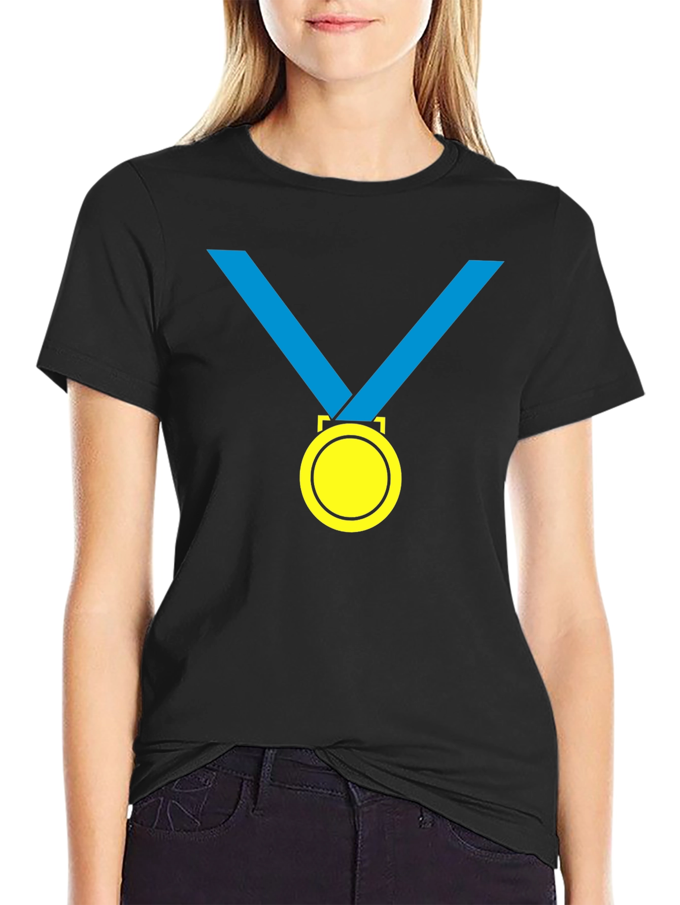 Winners Medal Graphic Tee - Black Cotton T-Shirt