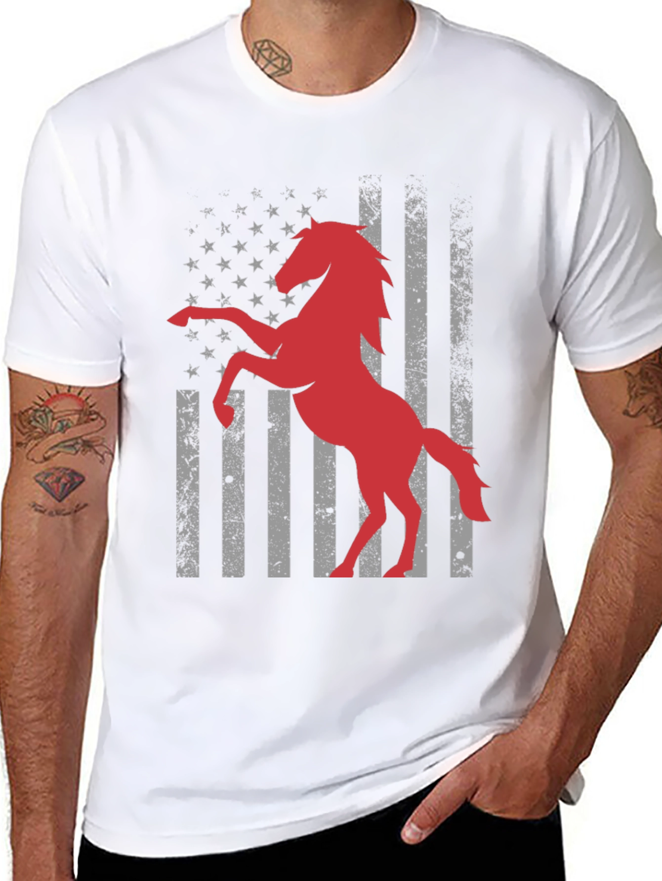 American Horse Flag T-Shirt - Black