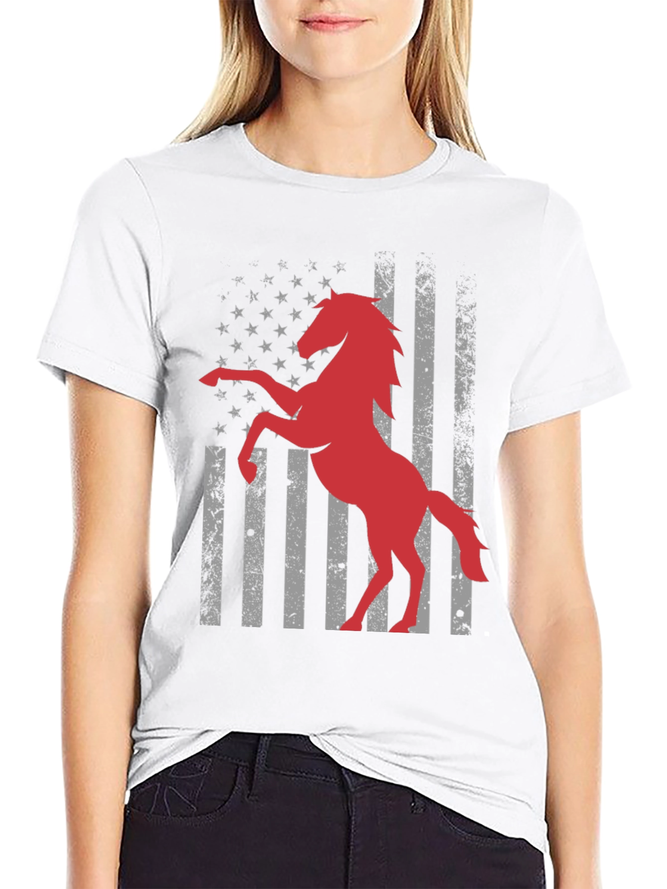 American Horse Flag T-Shirt - Black