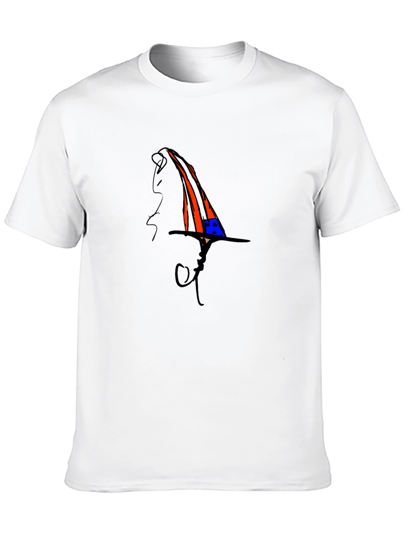 Whimsical Patriotic Hat Graphic Black T-Shirt