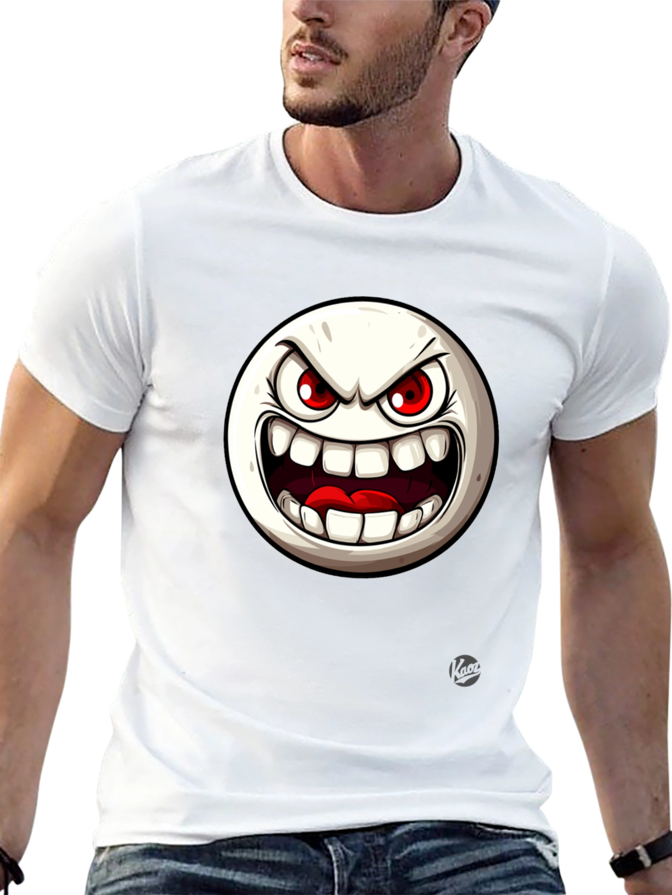 Angry Face Graphic Black T-Shirt