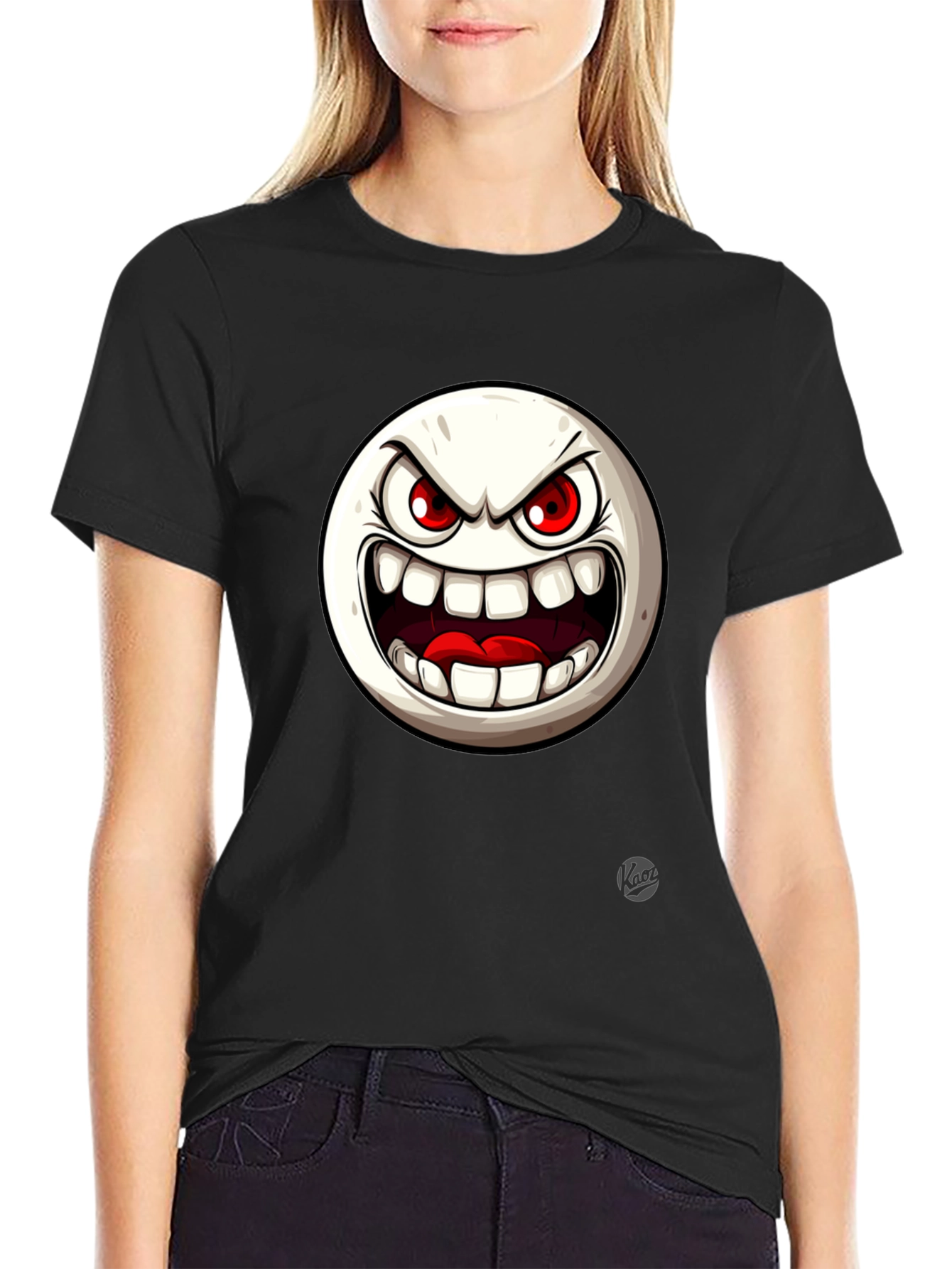 Angry Face Graphic Black T-Shirt