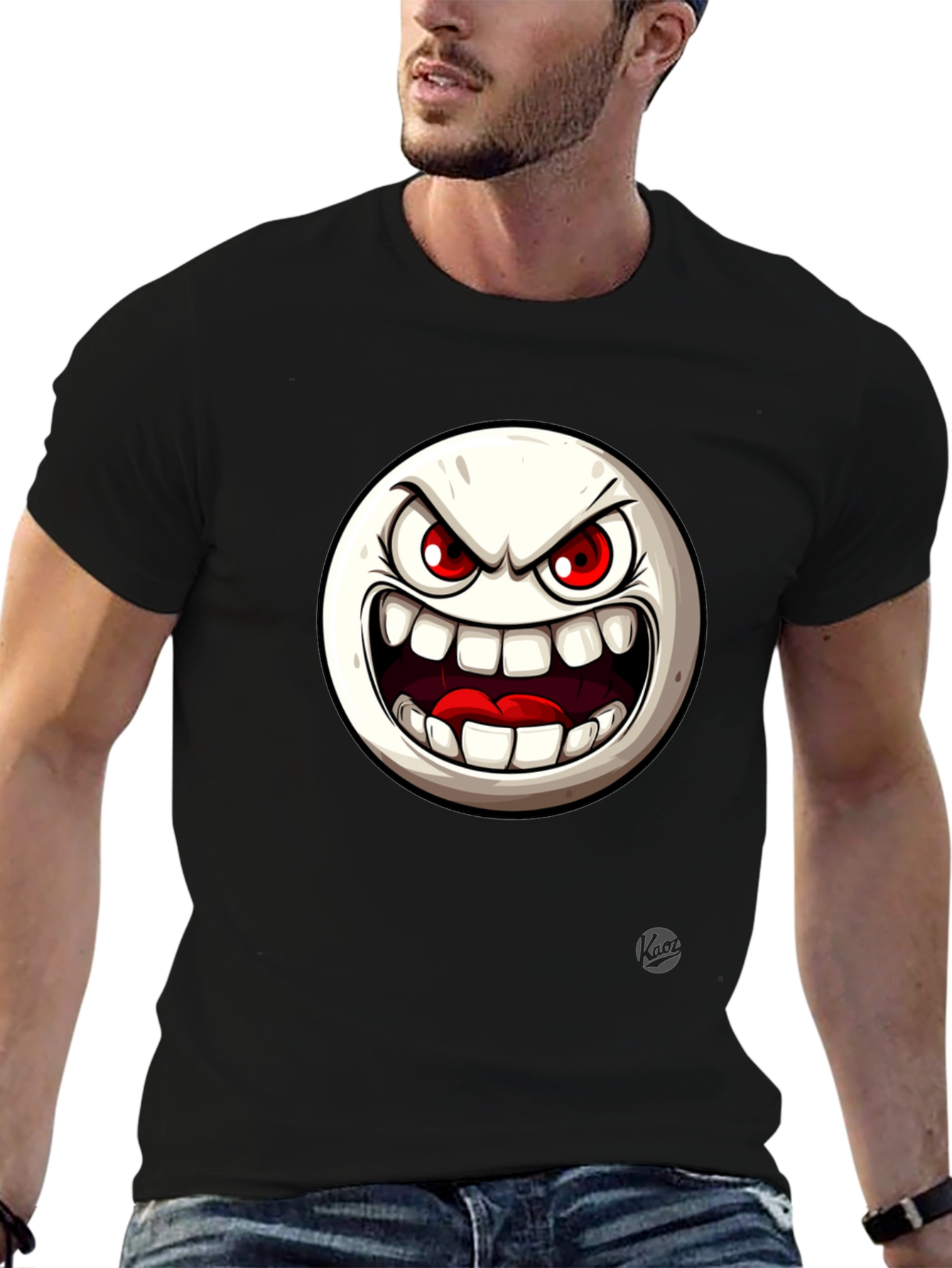 Angry Face Graphic Black T-Shirt