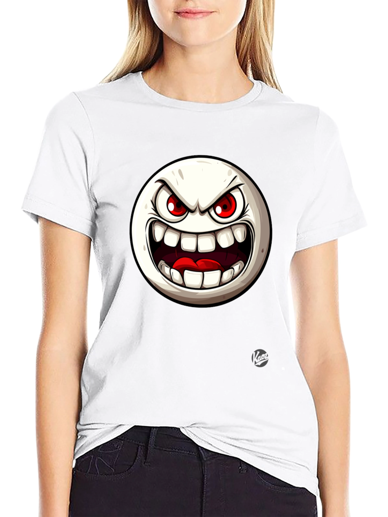 Angry Face Graphic Black T-Shirt