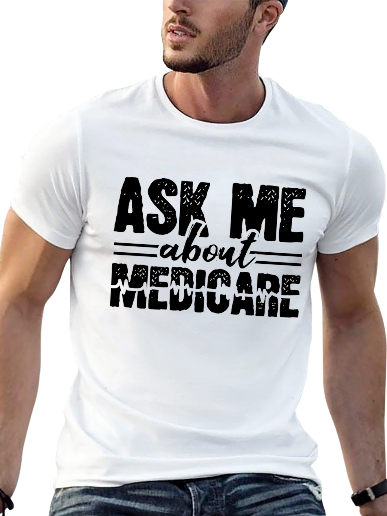 Ask Me About Medicare Funny Black Graphic T-Shirt