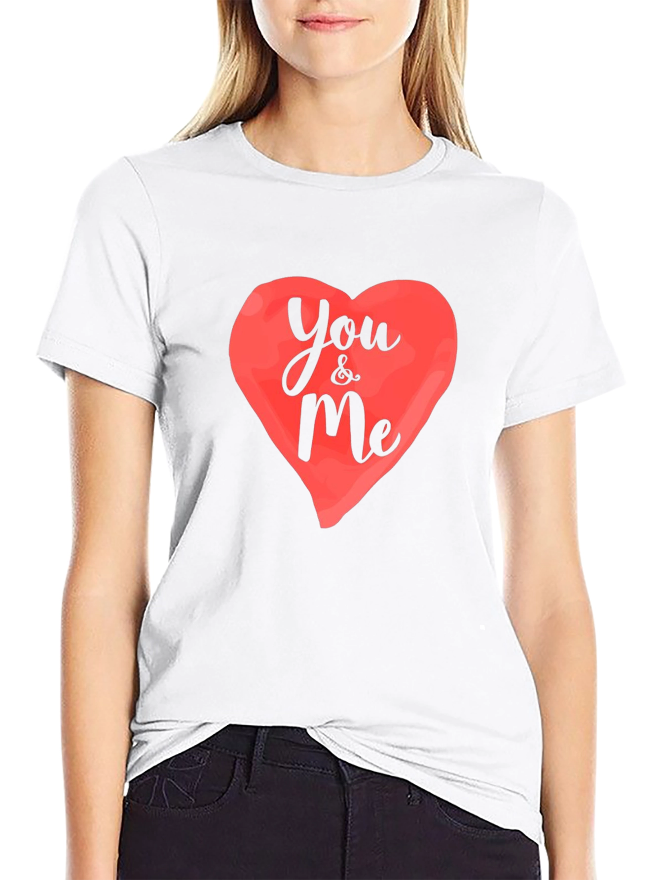 You & Me Heart Graphic Black T-Shirt
