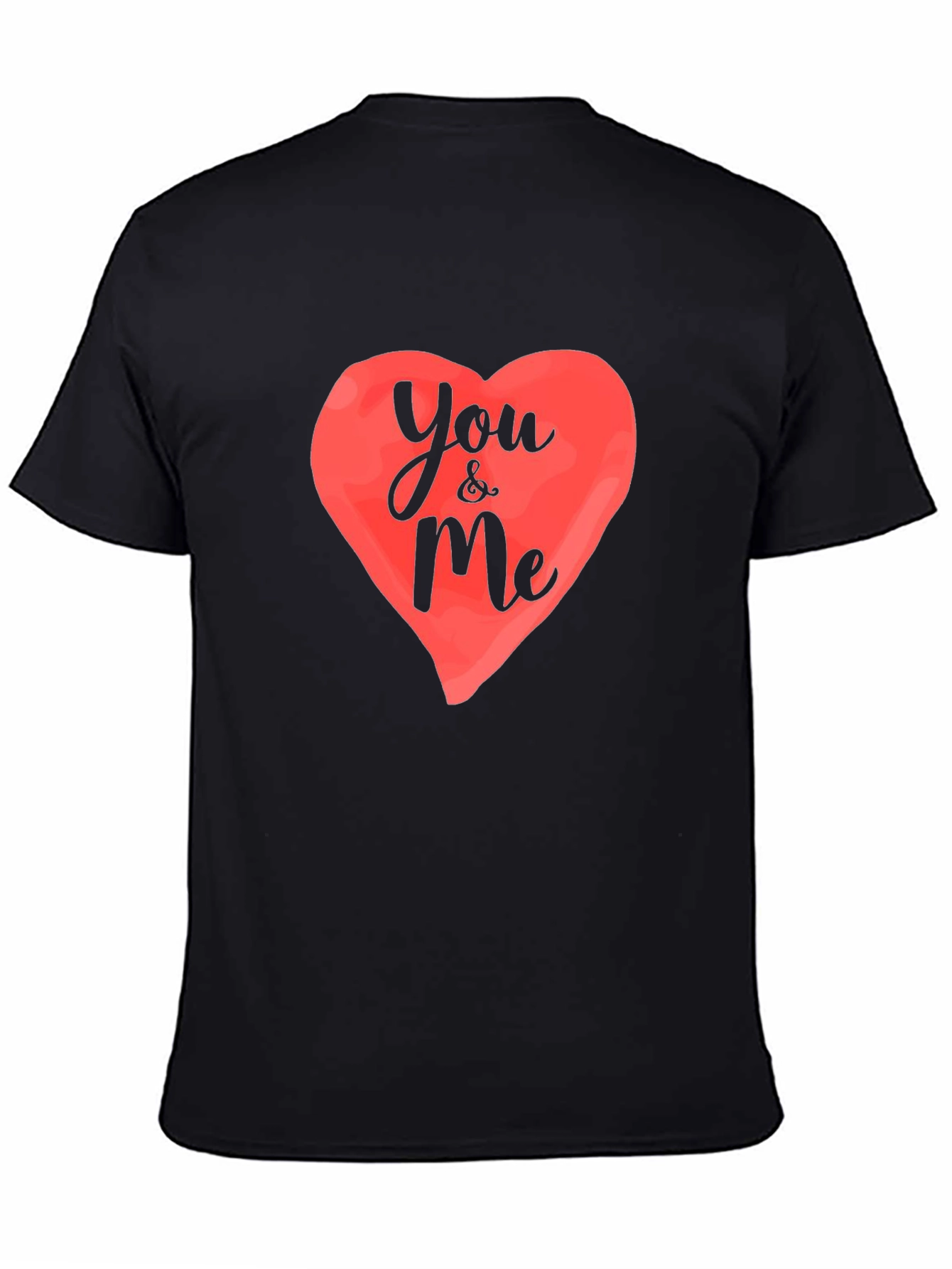 You & Me Heart Graphic Black T-Shirt
