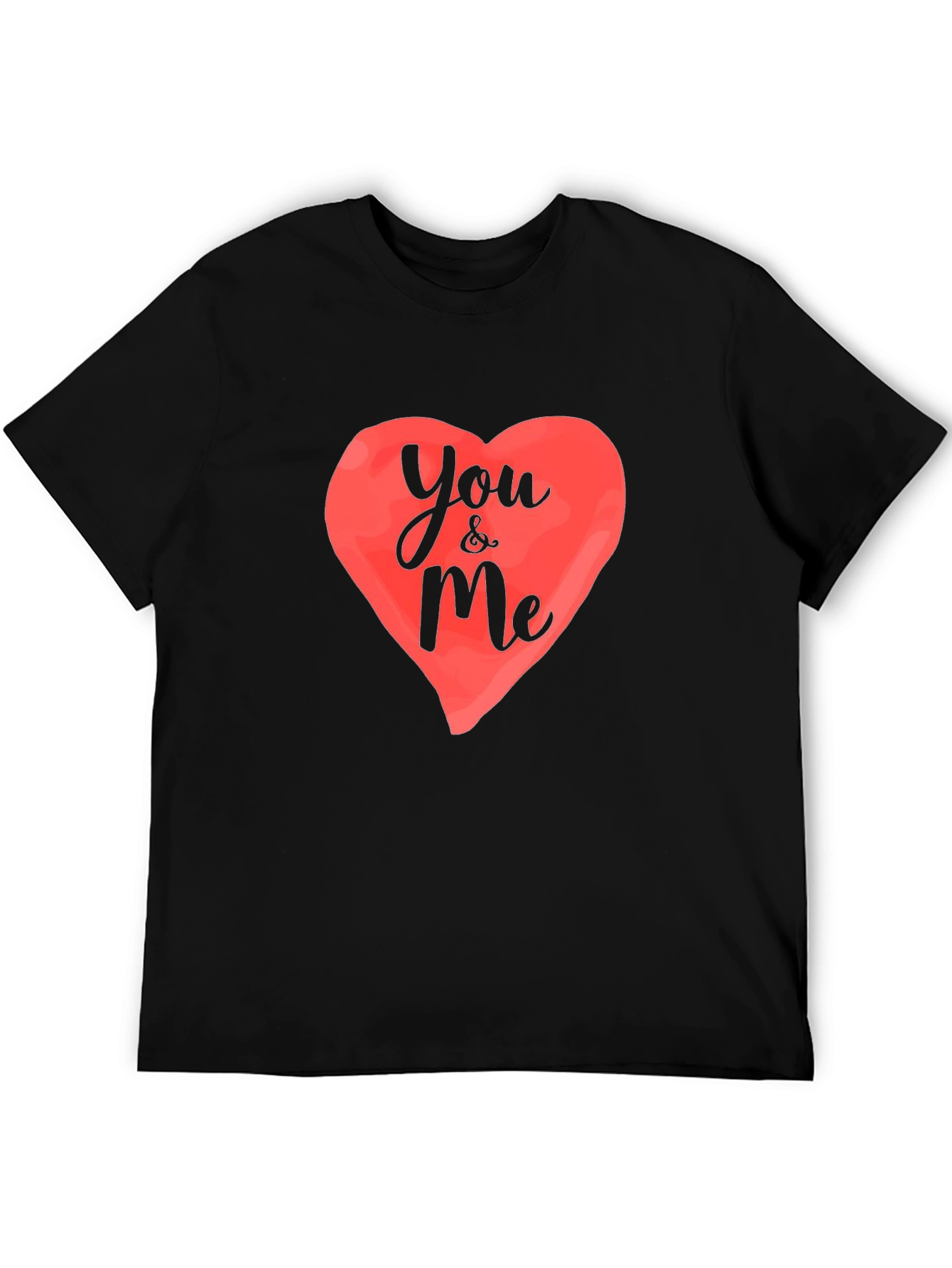 You & Me Heart Graphic Black T-Shirt