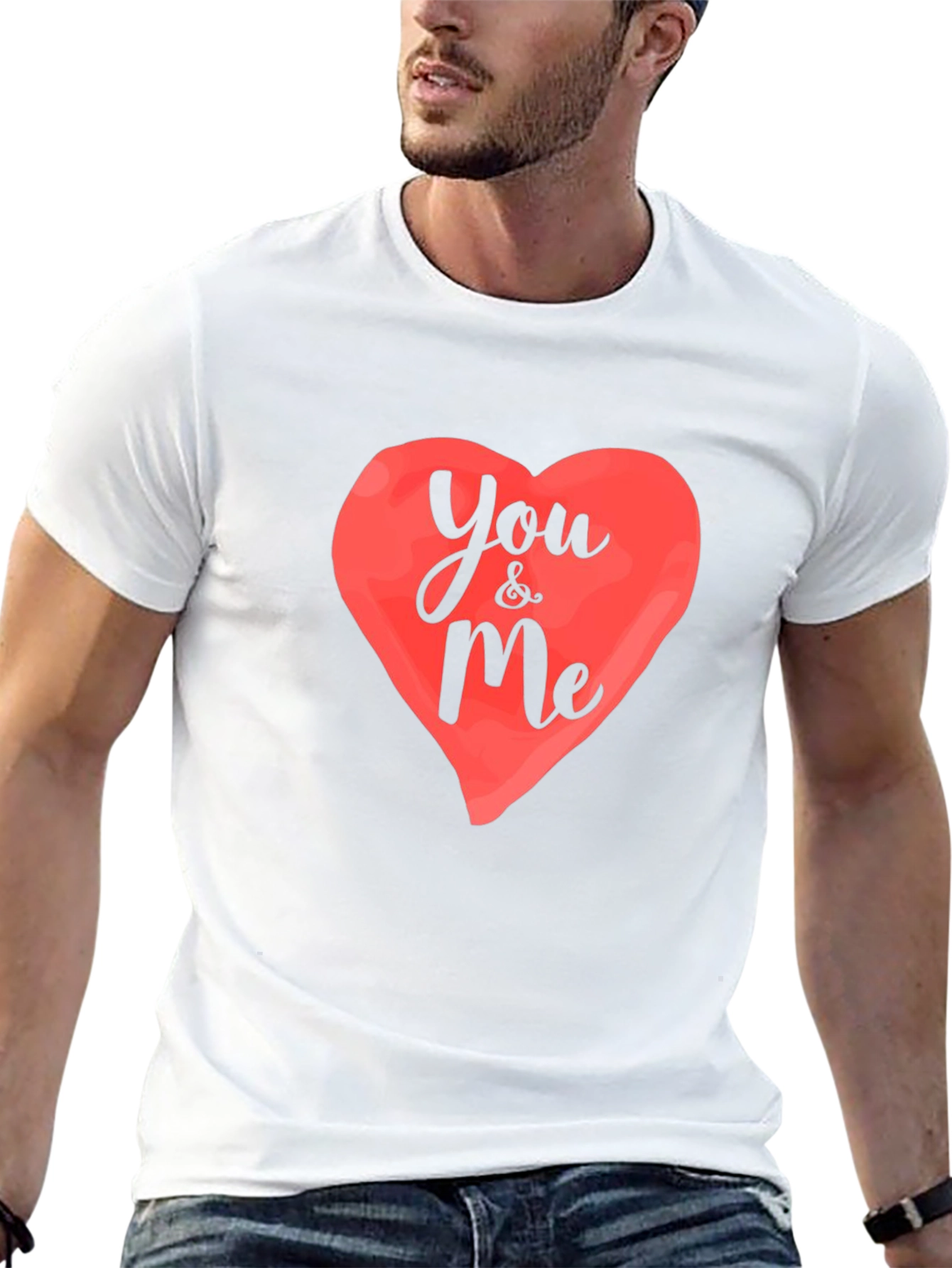 You & Me Heart Graphic Black T-Shirt