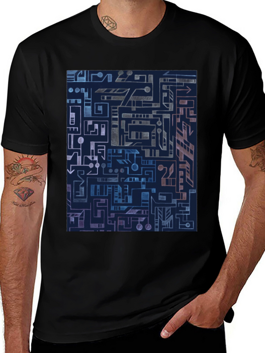 Abstract Geometric Circuit Board Graphic Tee