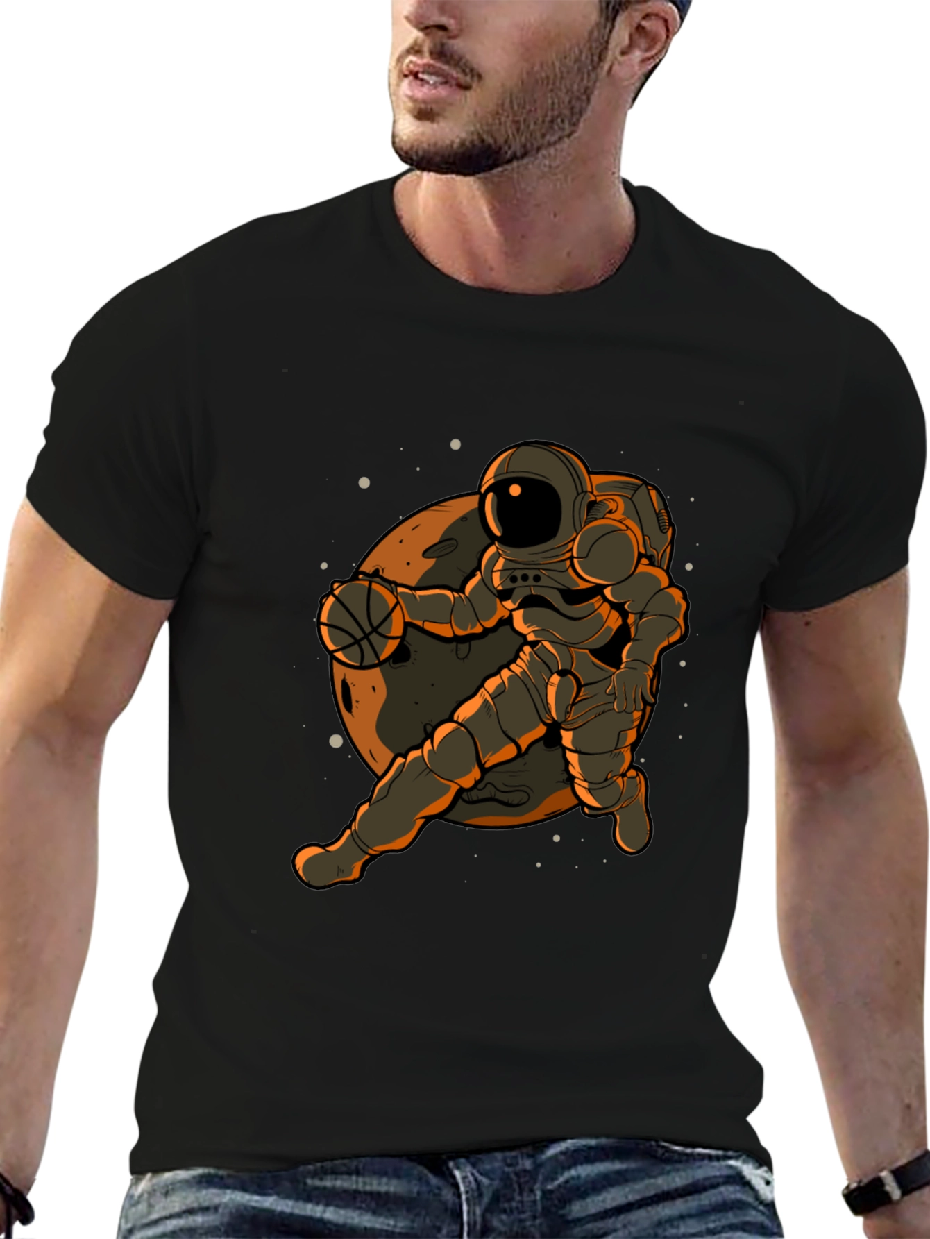 Astronaut Basketball Graphic T-Shirt