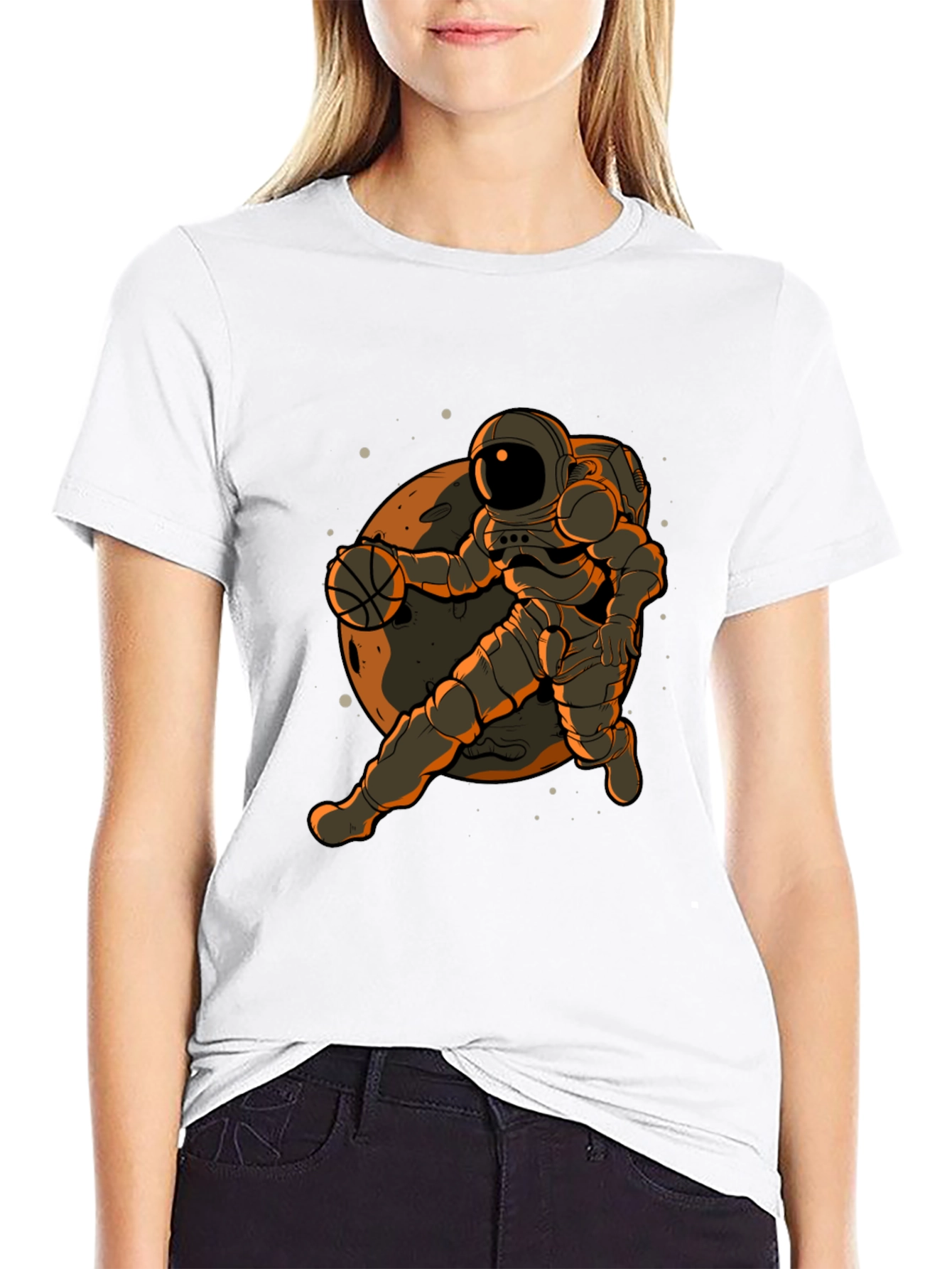 Astronaut Basketball Graphic T-Shirt