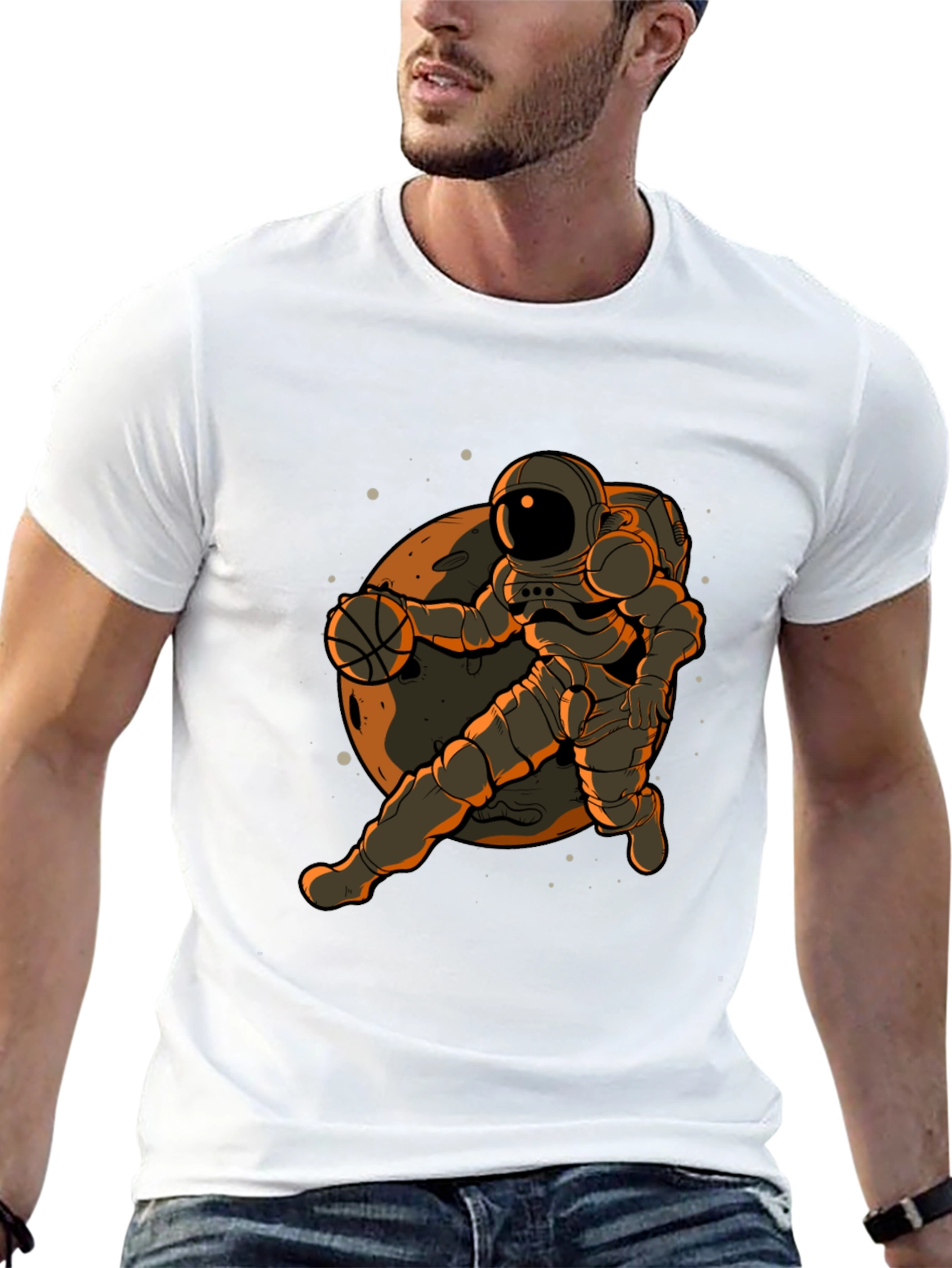 Astronaut Basketball Graphic T-Shirt