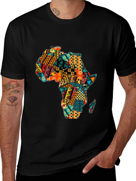 Africa Print Black T-Shirt