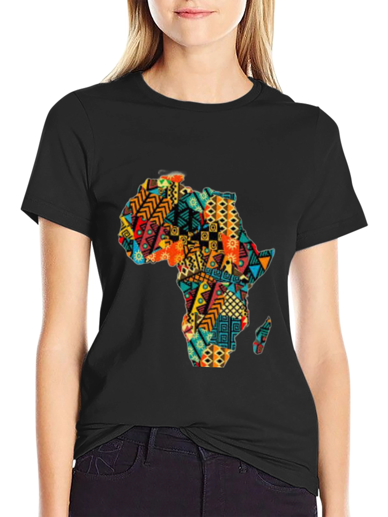 Africa Print Black T-Shirt