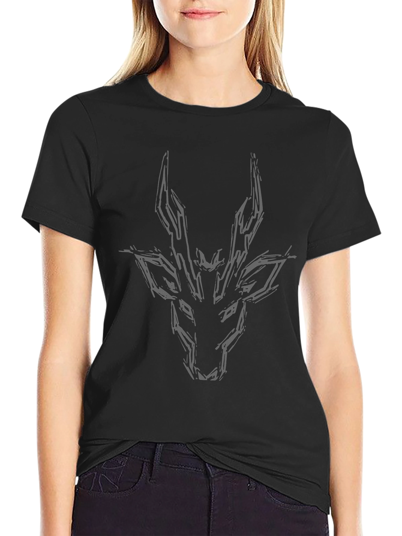 Abstract Antelope Graphic Tee - Mens Black T-Shirt