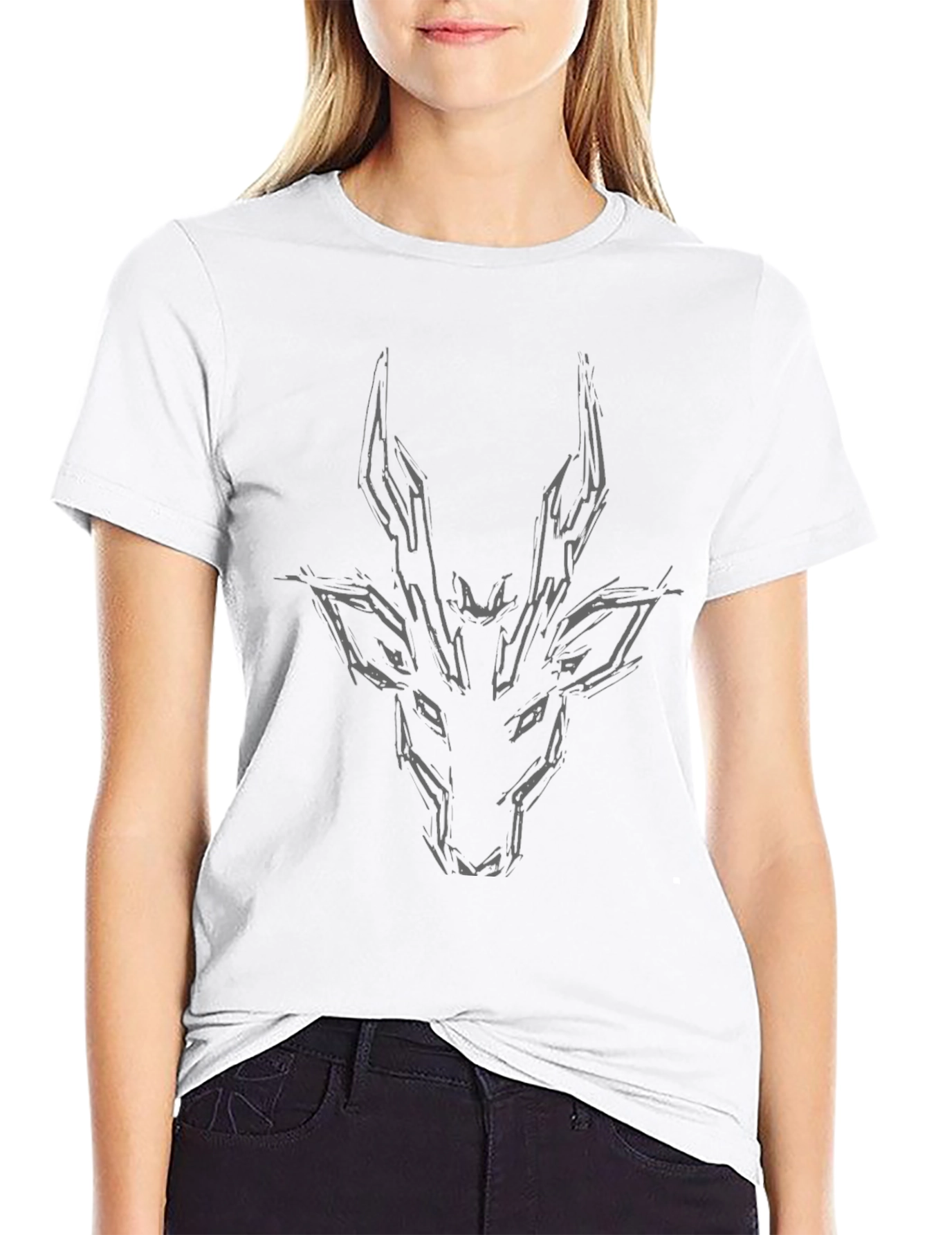 Abstract Antelope Graphic Tee - Mens Black T-Shirt