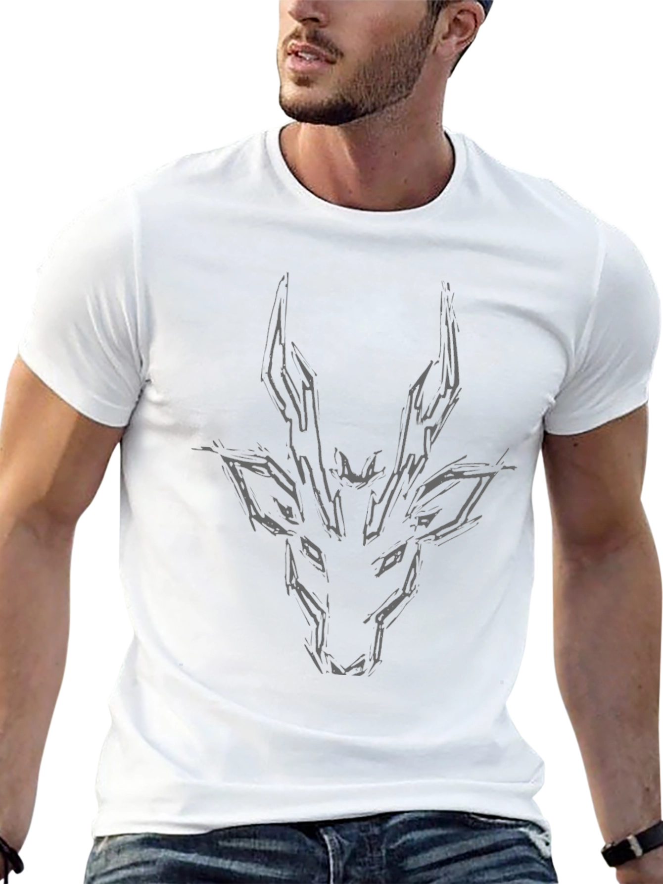 Abstract Antelope Graphic Tee - Mens Black T-Shirt