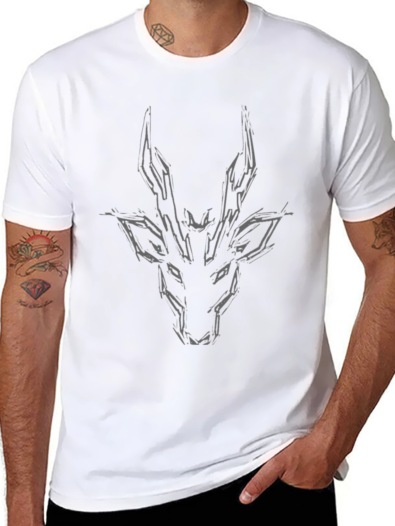 Abstract Antelope Graphic Tee - Mens Black T-Shirt