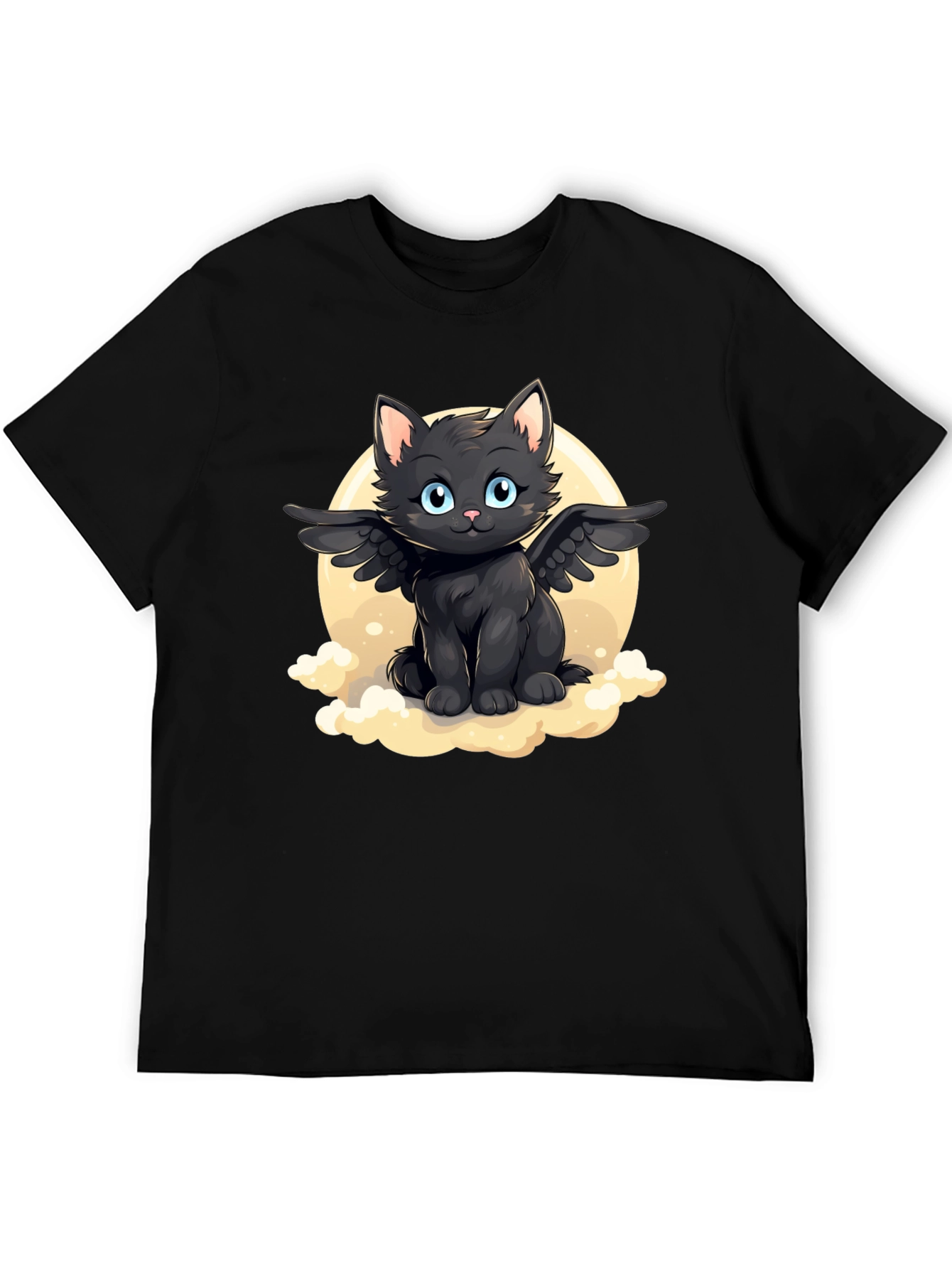 Whimsical Winged Black Cat T-Shirt
