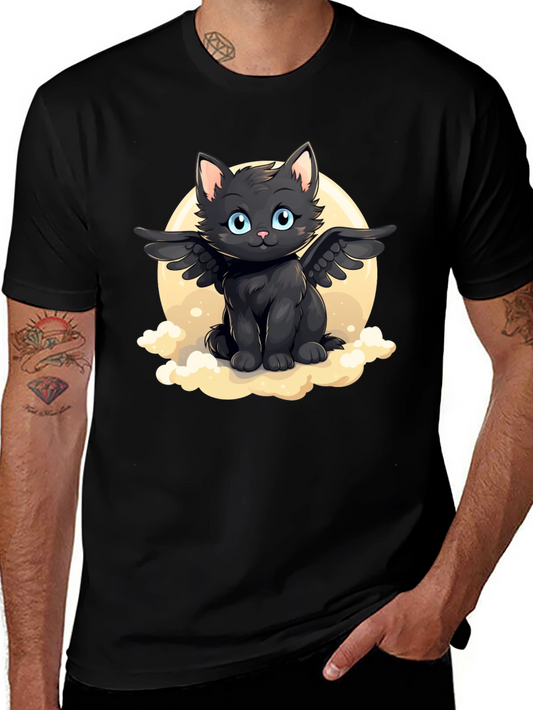 Whimsical Winged Black Cat T-Shirt