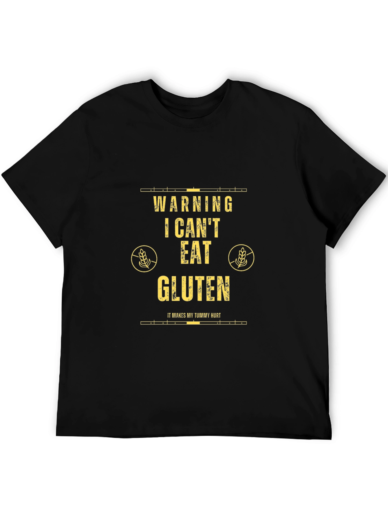 Warning: I Cant Eat Gluten Black T-Shirt