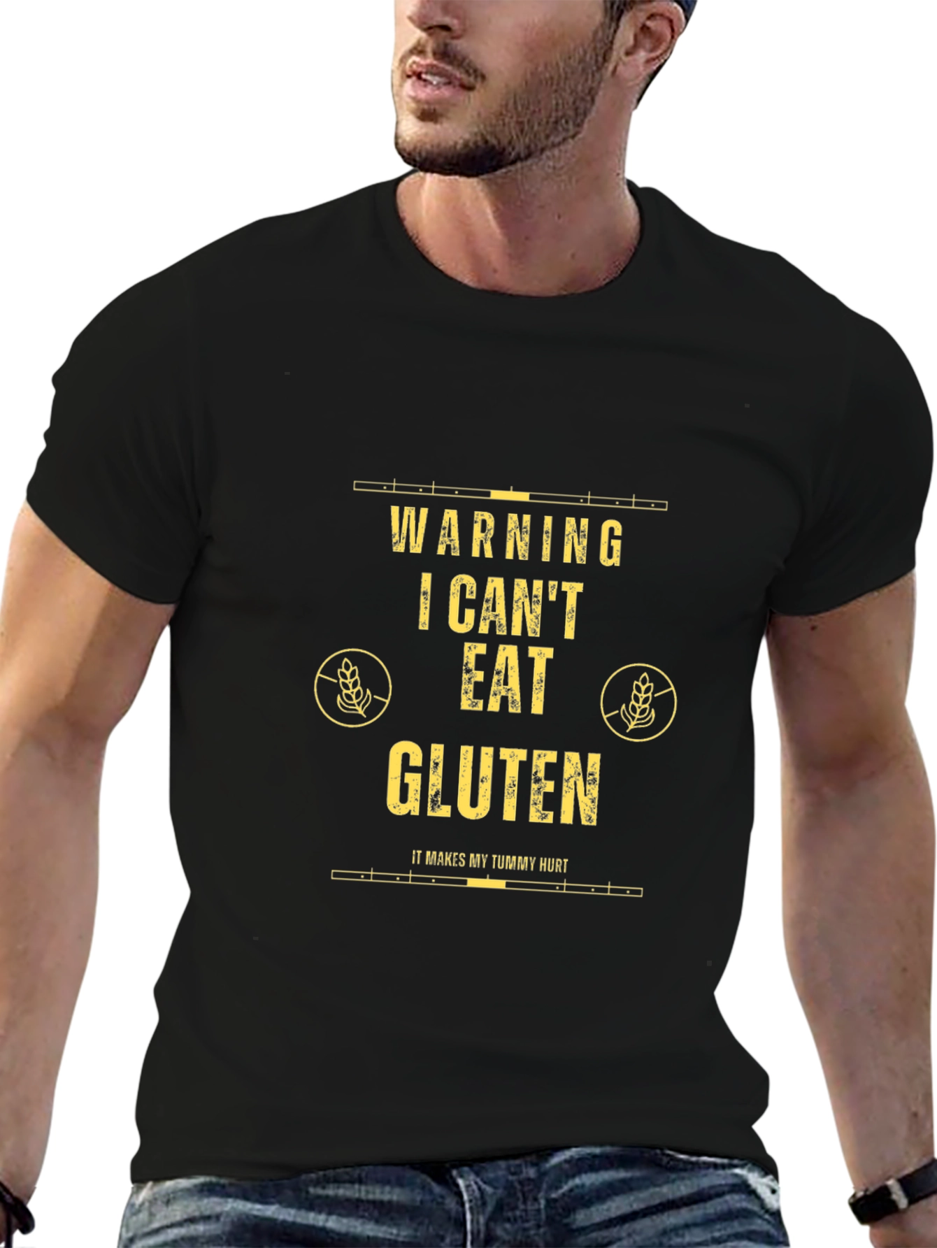 Warning: I Cant Eat Gluten Black T-Shirt