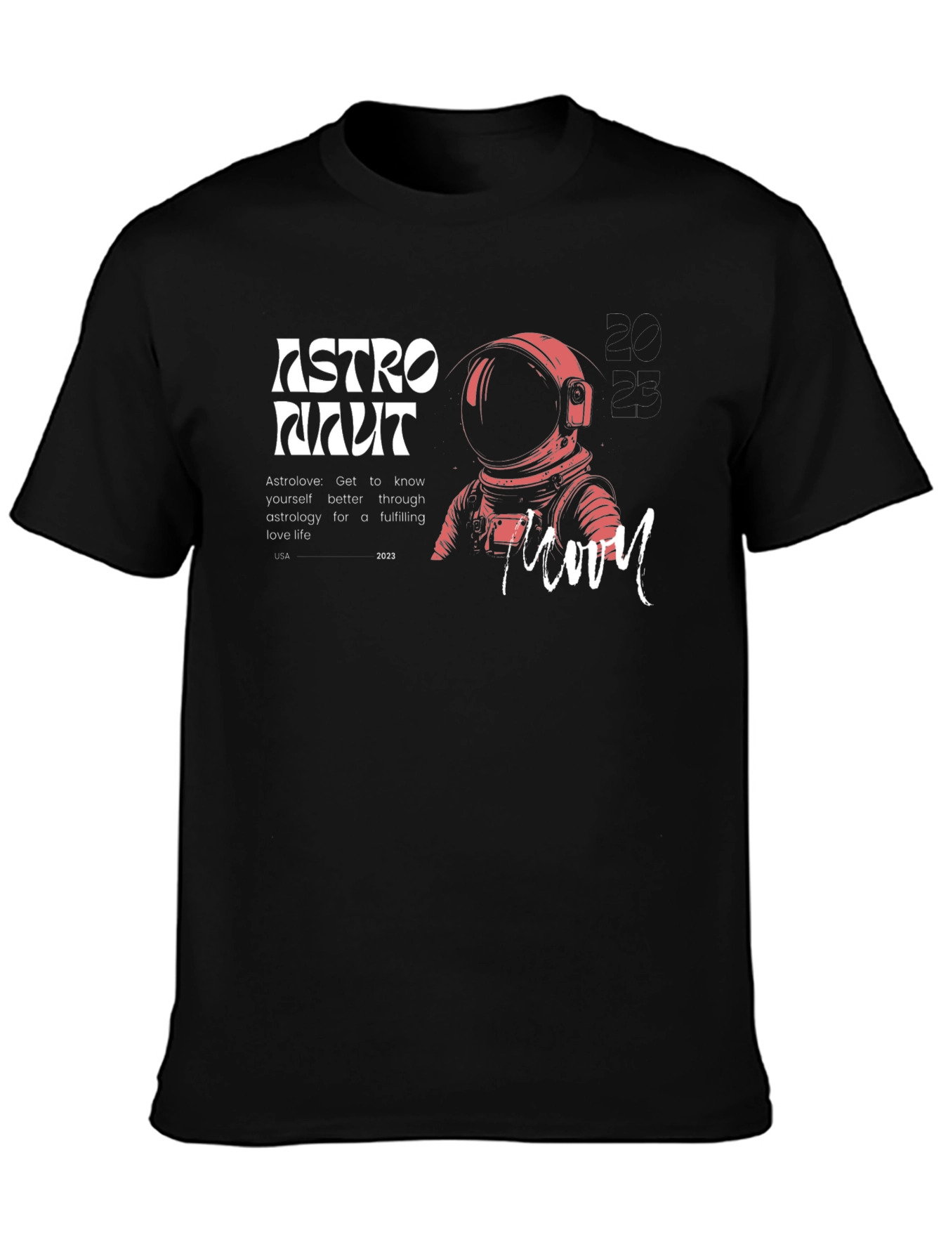 Astronaut Moon Graphic Tee - Black
