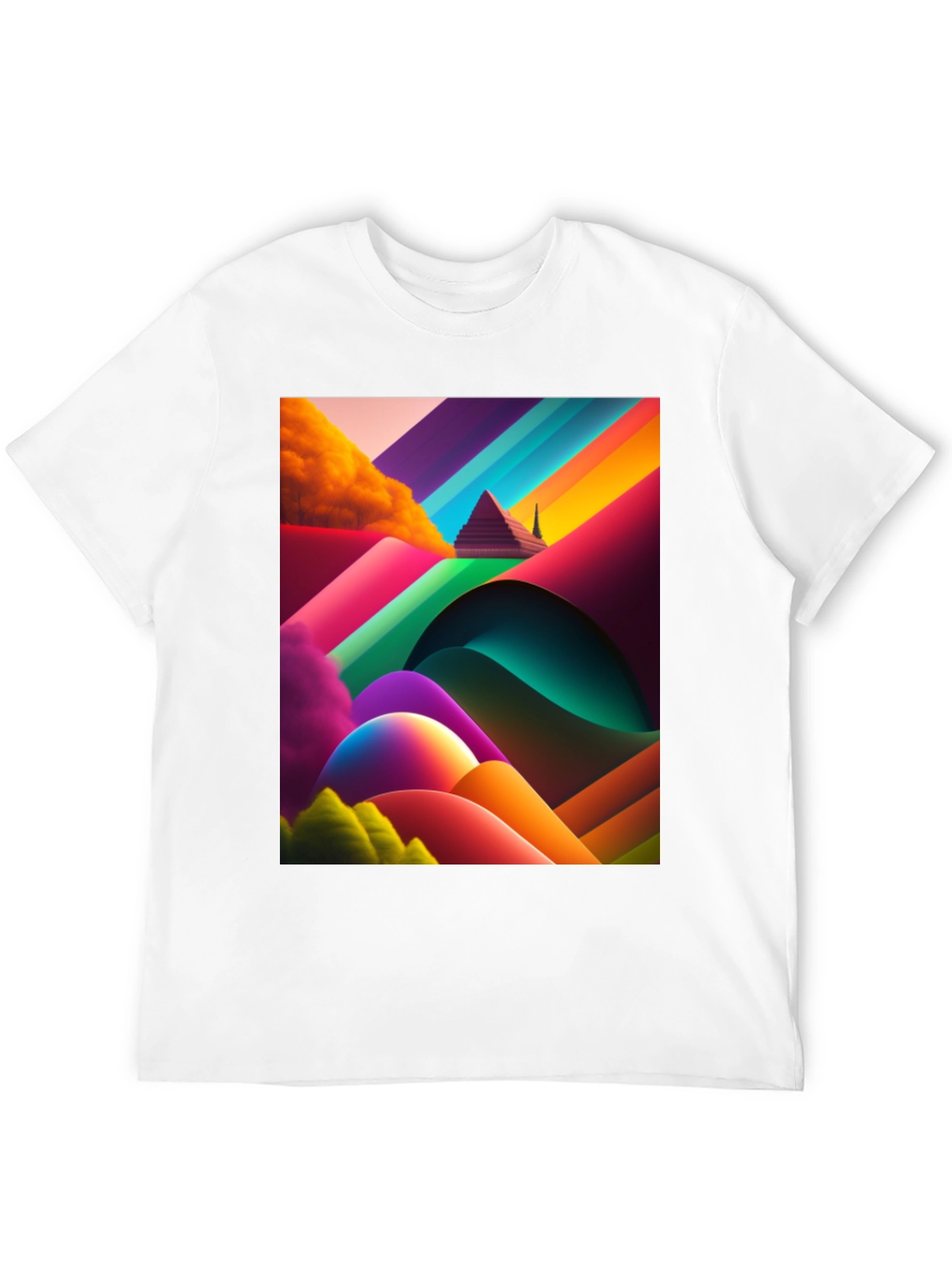 Abstract Pyramid Rainbow Graphic Tee