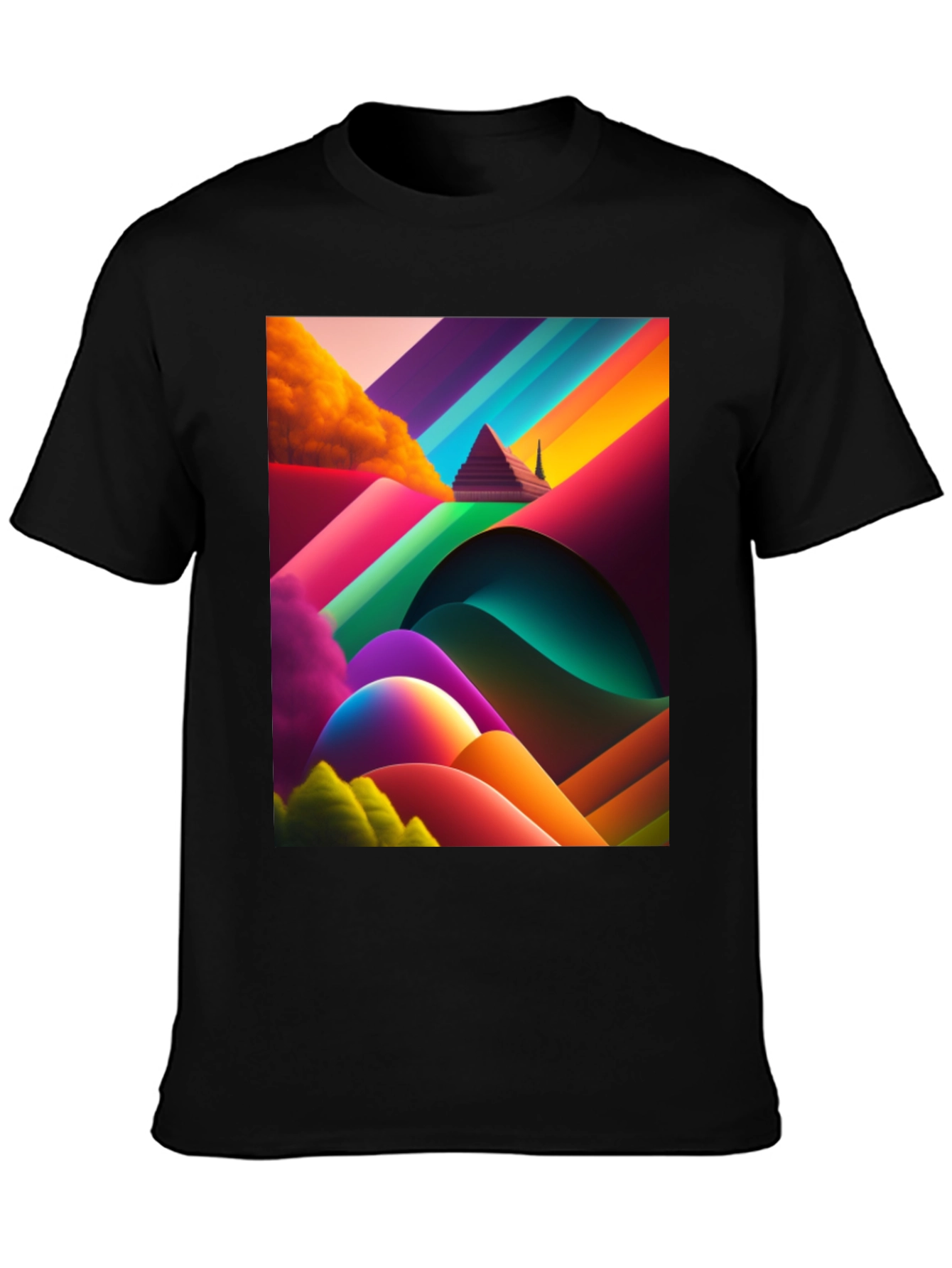 Abstract Pyramid Rainbow Graphic Tee