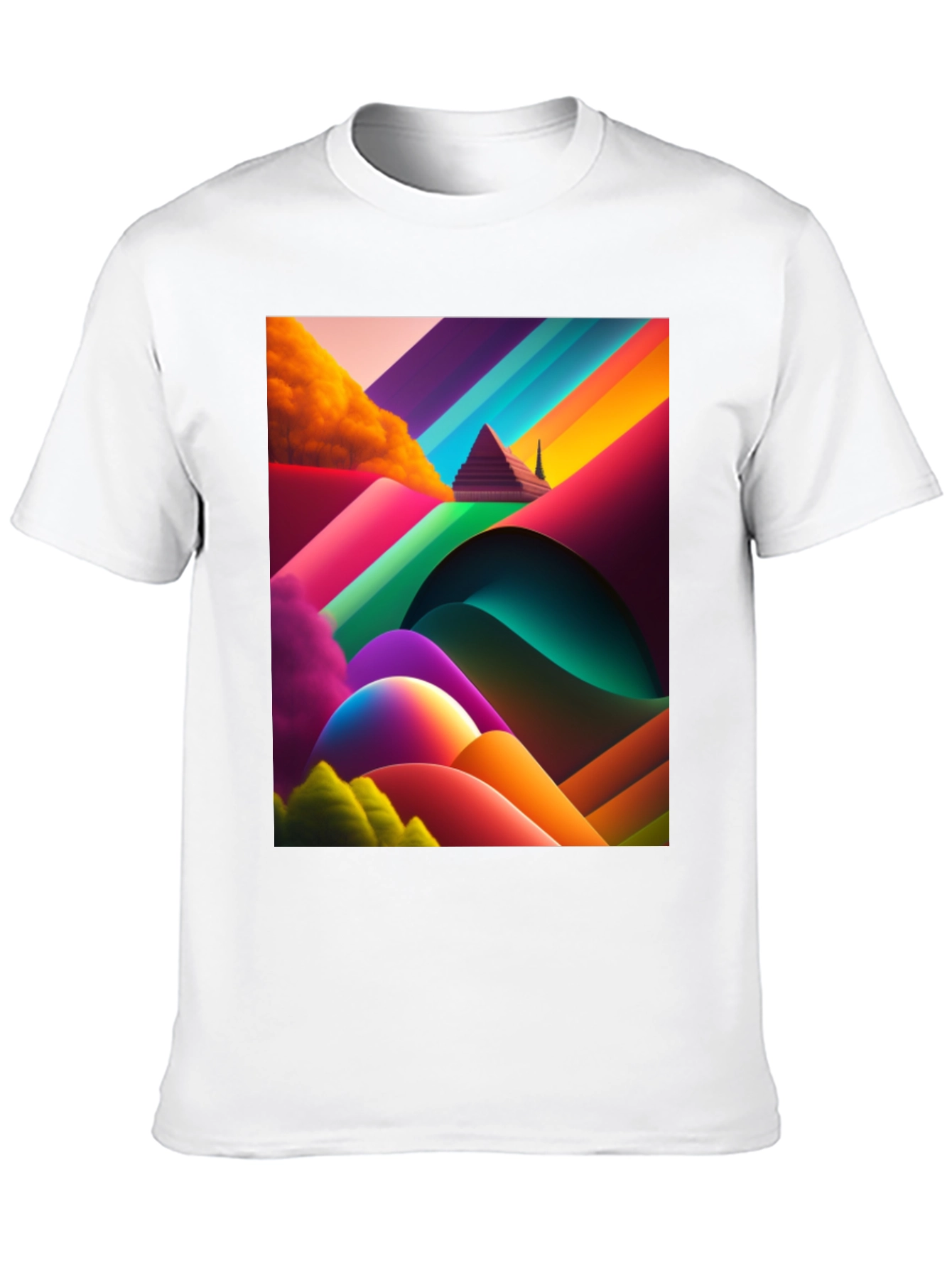 Abstract Pyramid Rainbow Graphic Tee