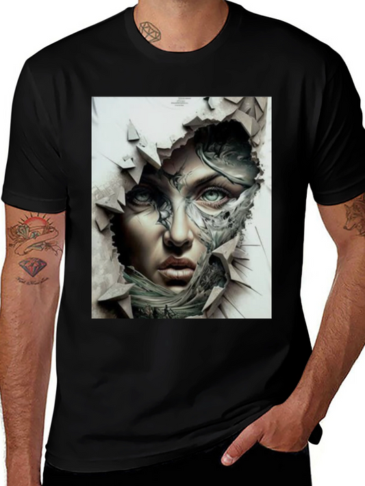 Artistic Woman Graphic Black T-Shirt