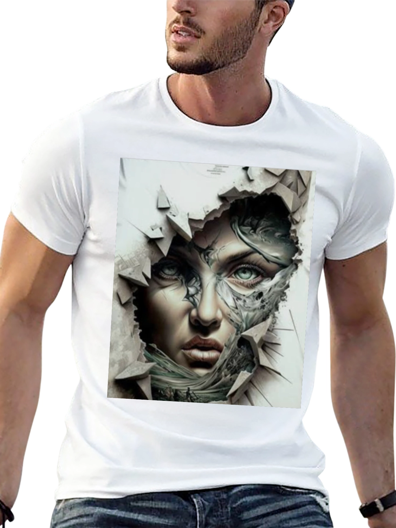 Artistic Woman Graphic Black T-Shirt