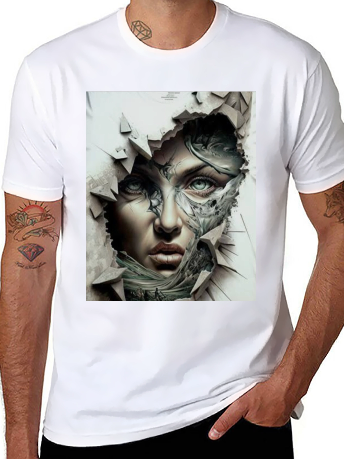 Artistic Woman Graphic Black T-Shirt