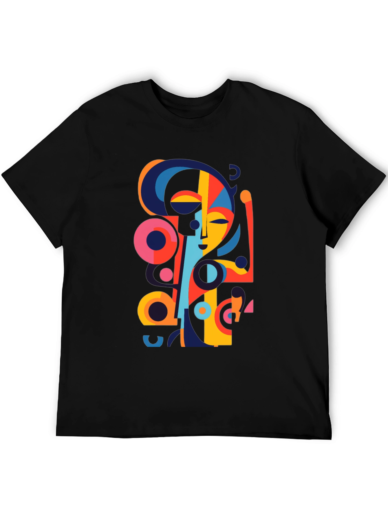 Abstract Face Graphic Black Tee