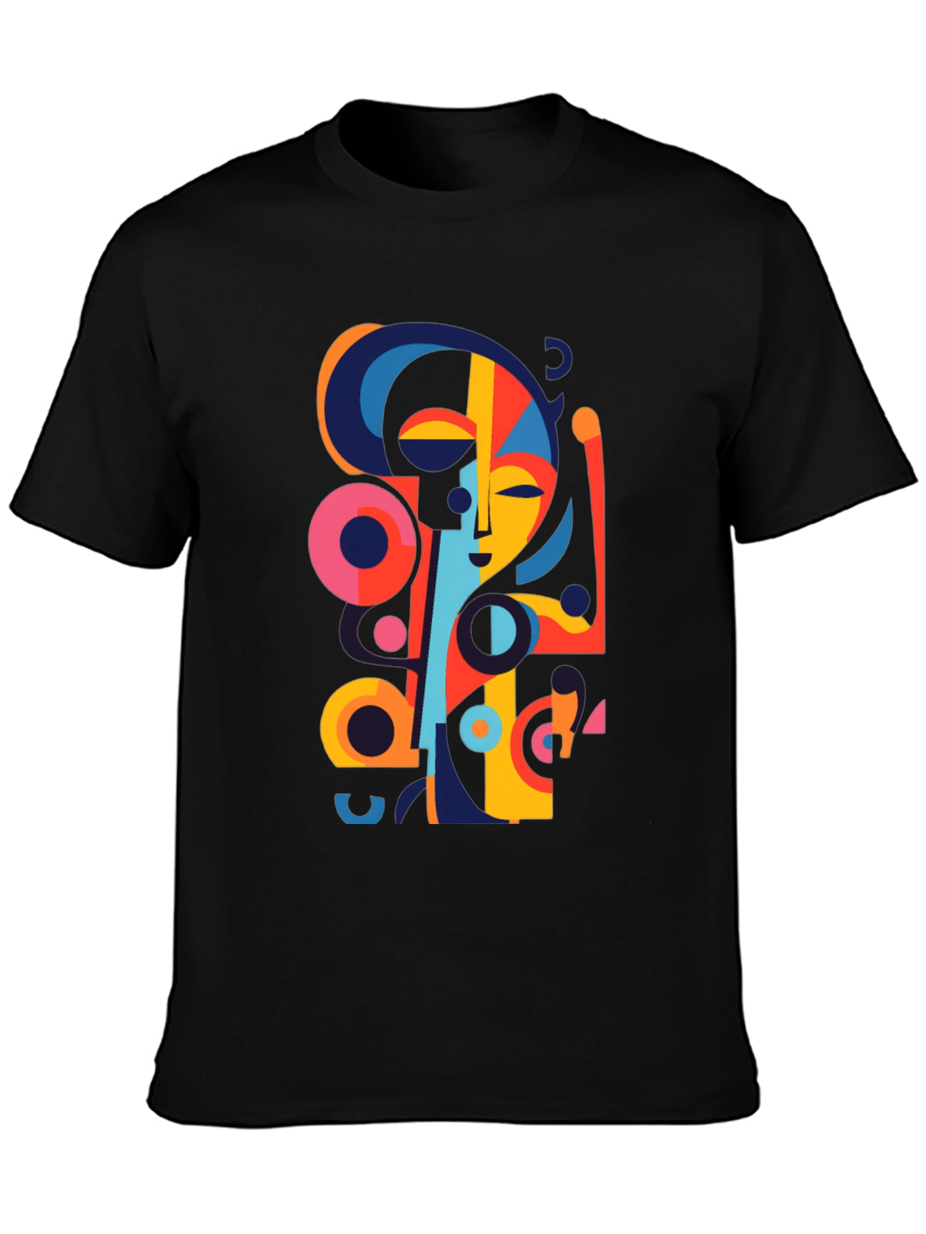 Abstract Face Graphic Black Tee