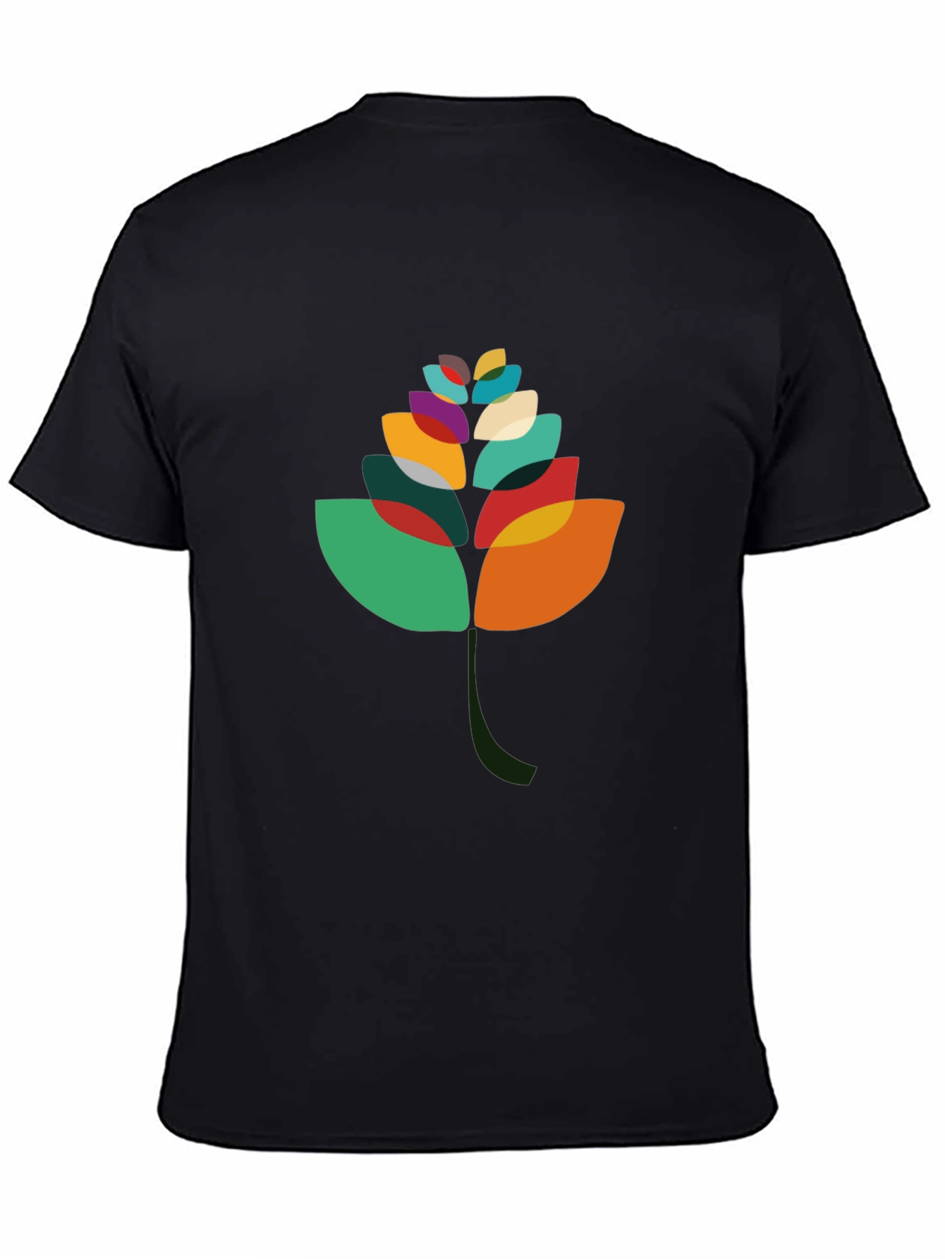 Abstract Leaf Graphic Black T-Shirt