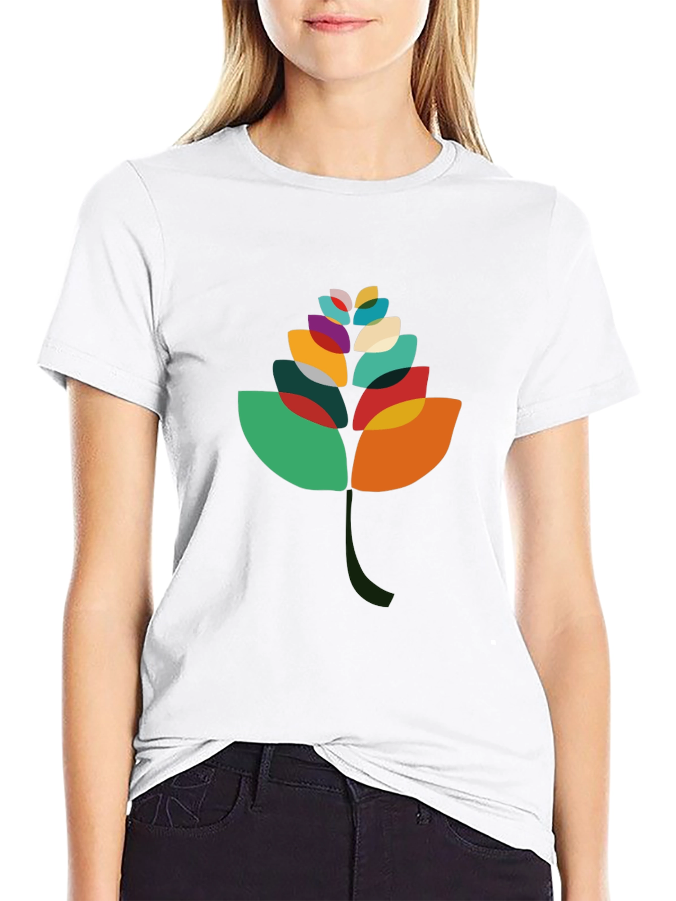 Abstract Leaf Graphic Black T-Shirt
