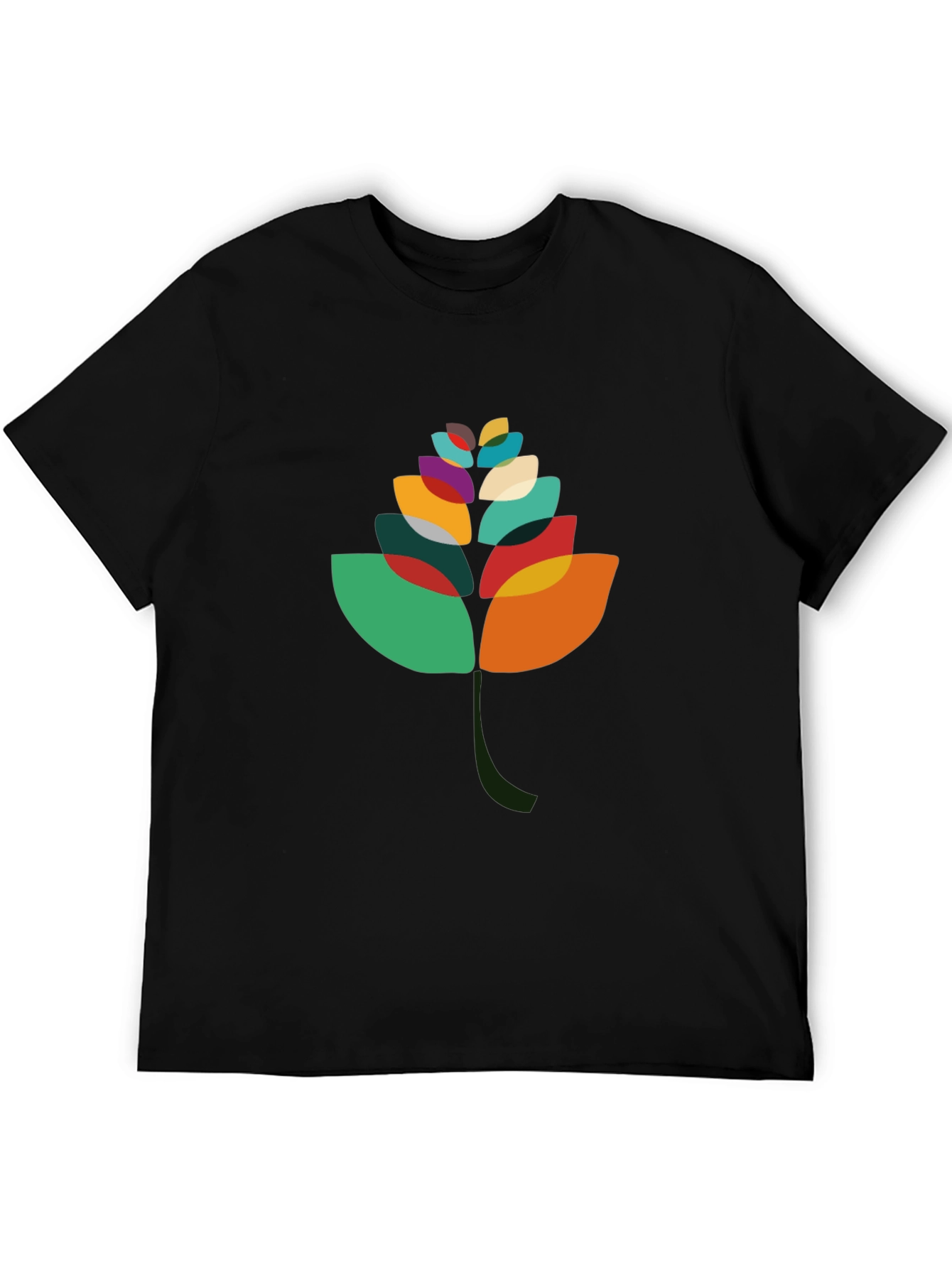 Abstract Leaf Graphic Black T-Shirt
