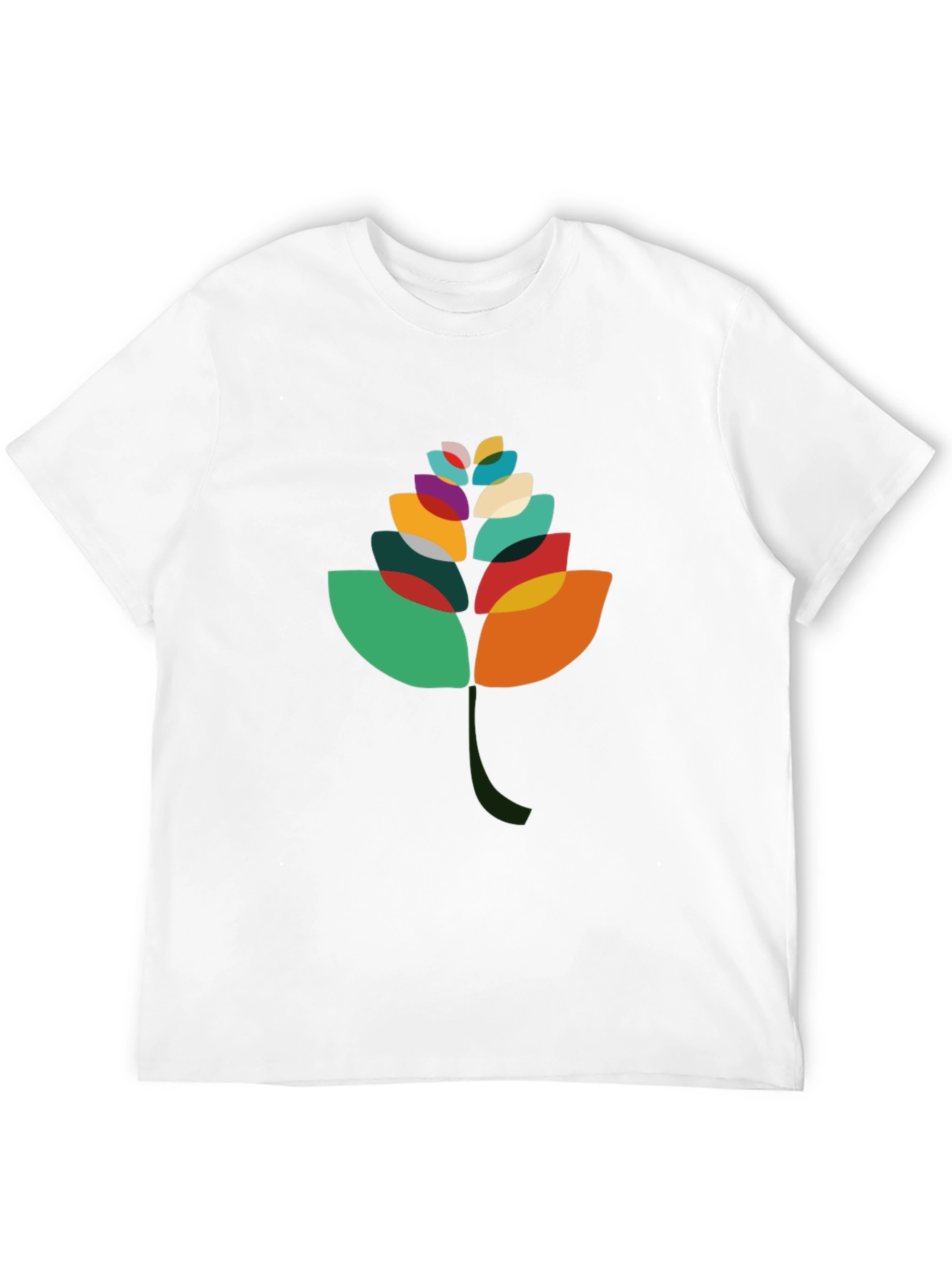 Abstract Leaf Graphic Black T-Shirt