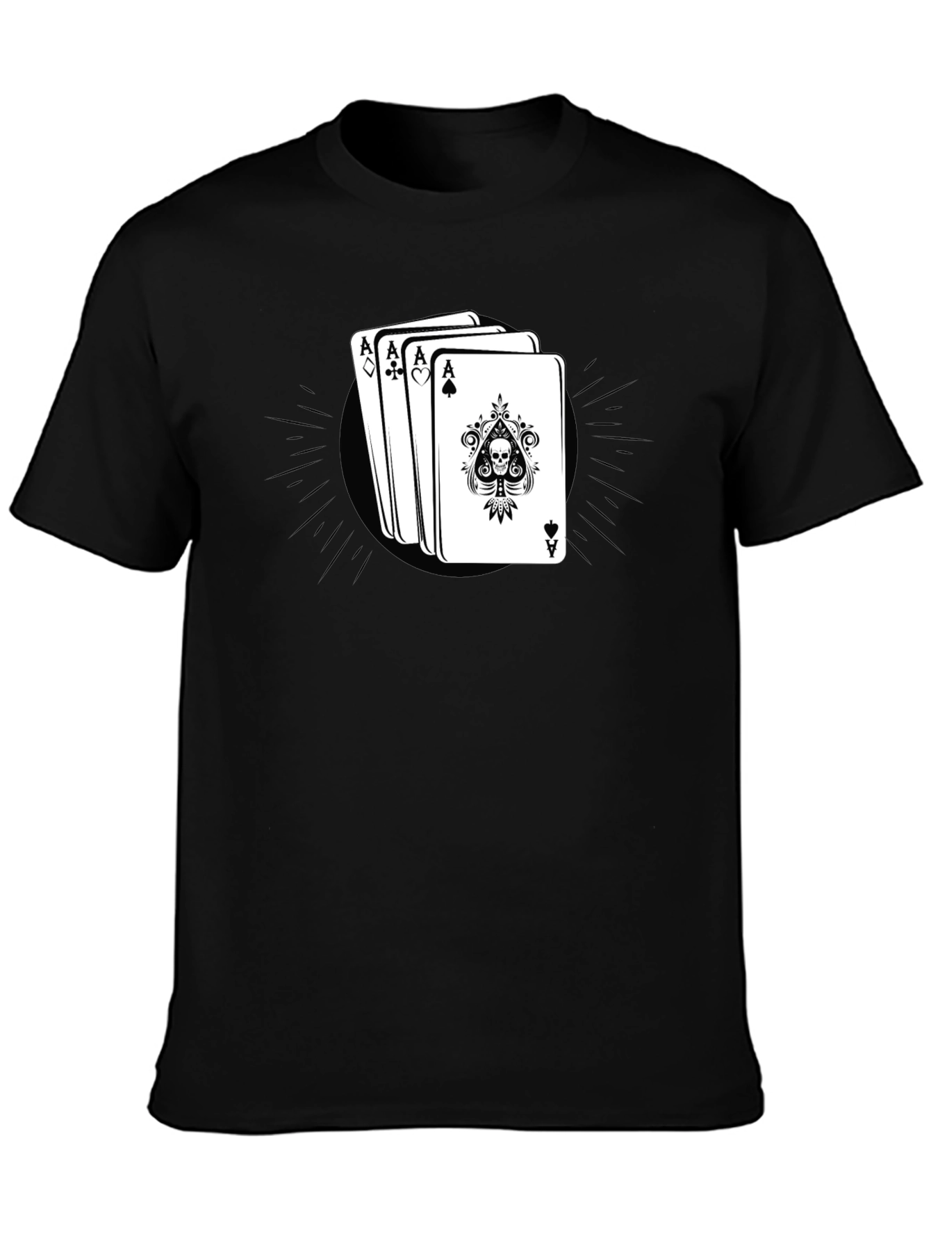Ace Card Skull Graphic Black T-Shirt