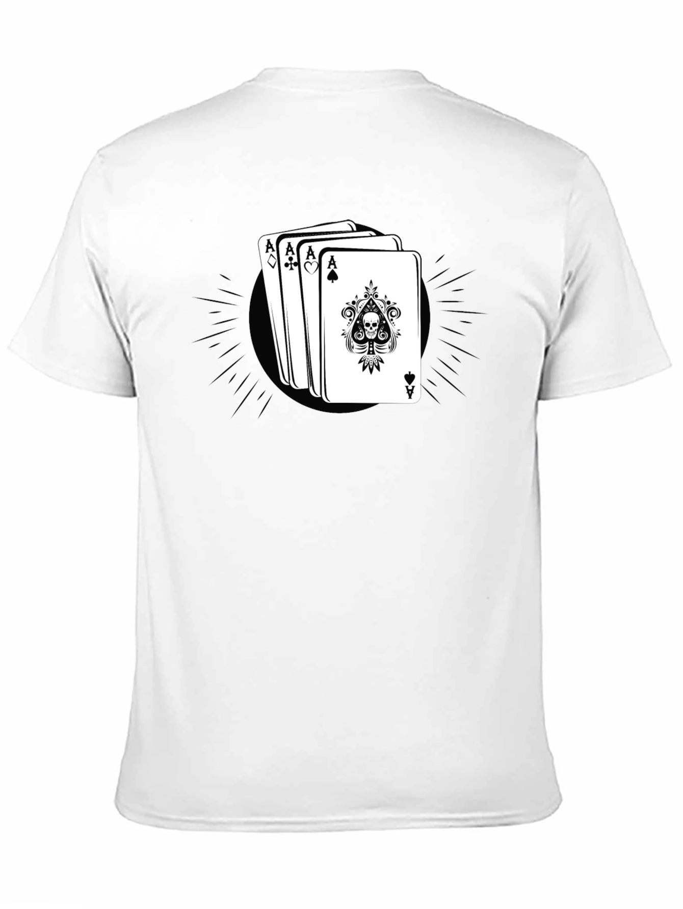 Ace Card Skull Graphic Black T-Shirt