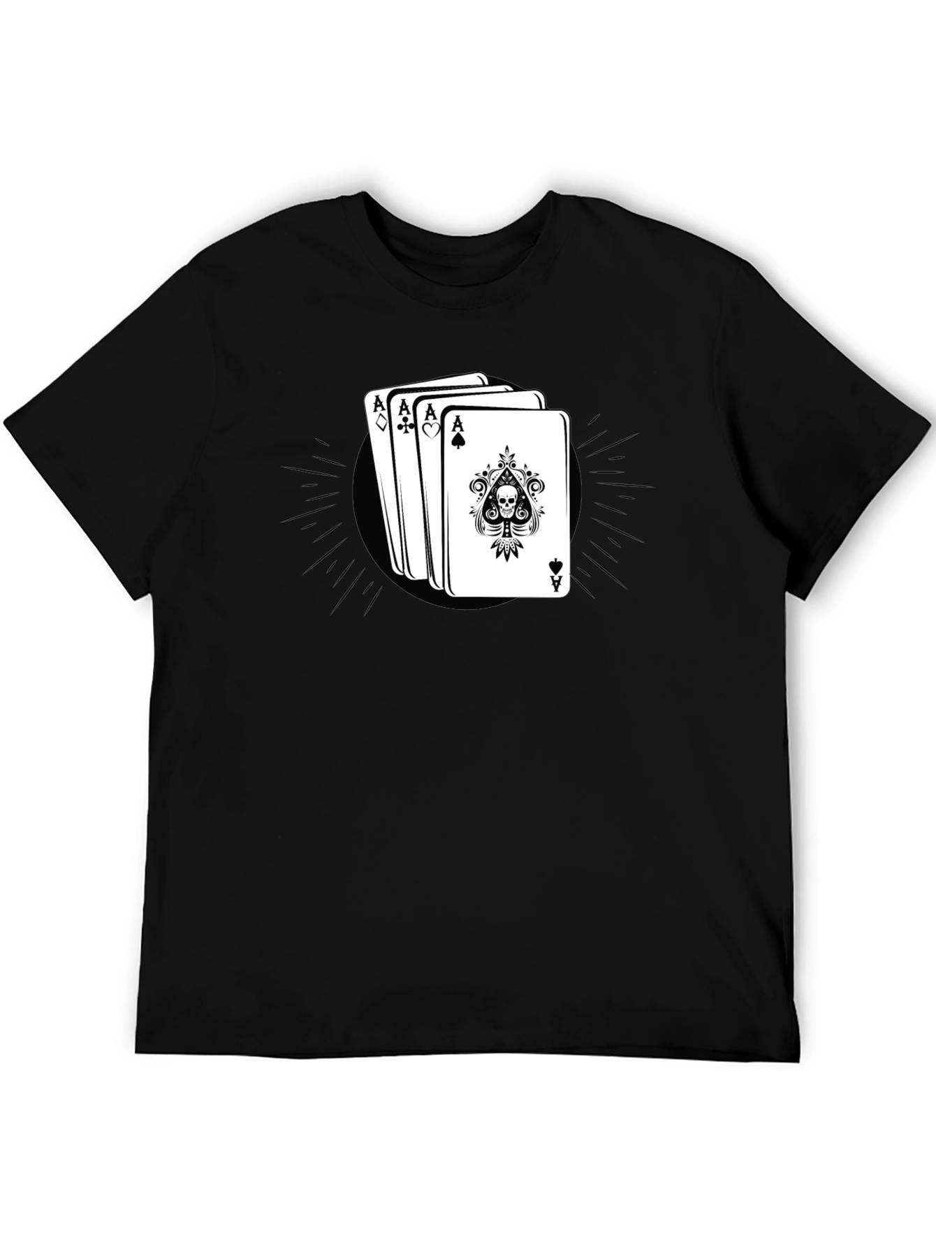 Ace Card Skull Graphic Black T-Shirt