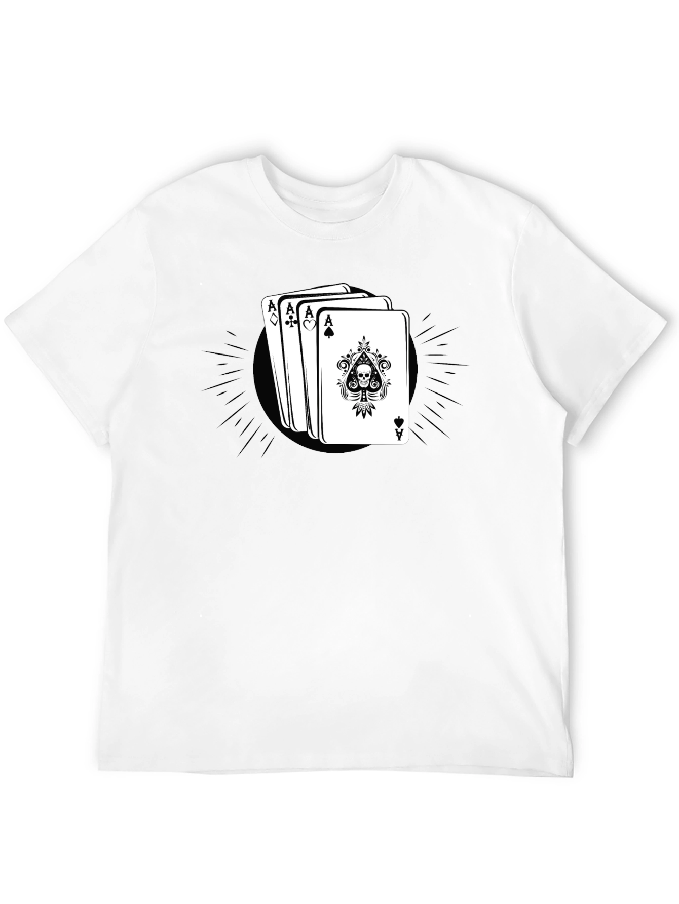 Ace Card Skull Graphic Black T-Shirt