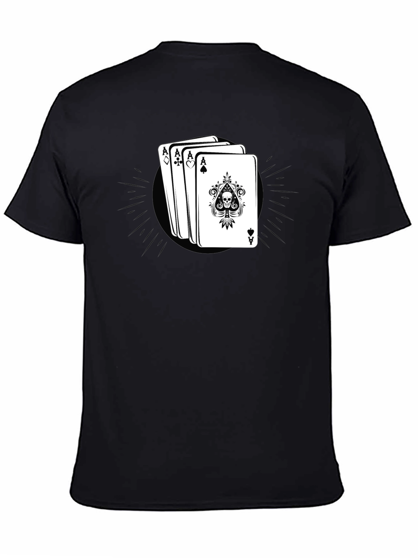 Ace Card Skull Graphic Black T-Shirt