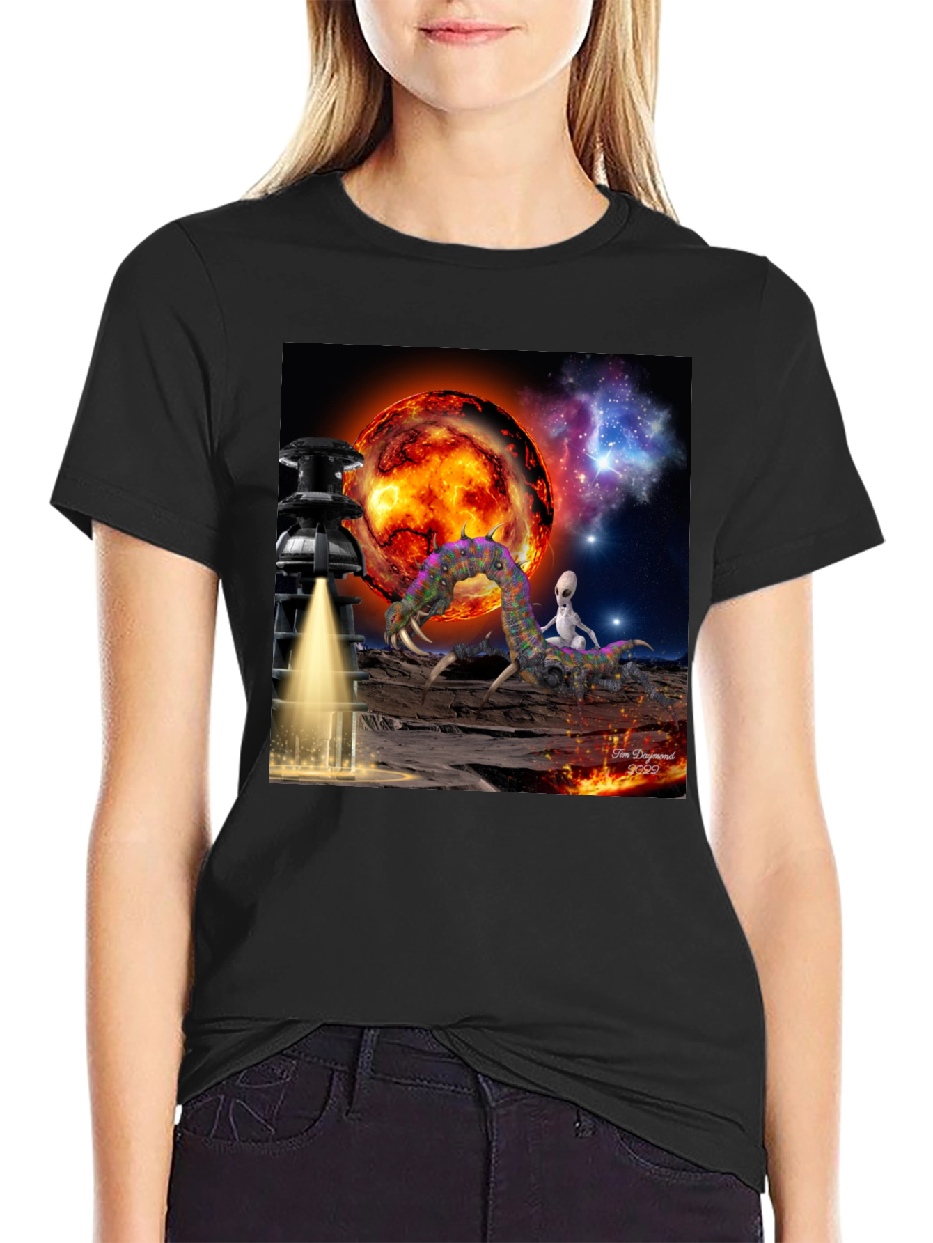 Alien Landing T-Shirt: Sci-Fi Design