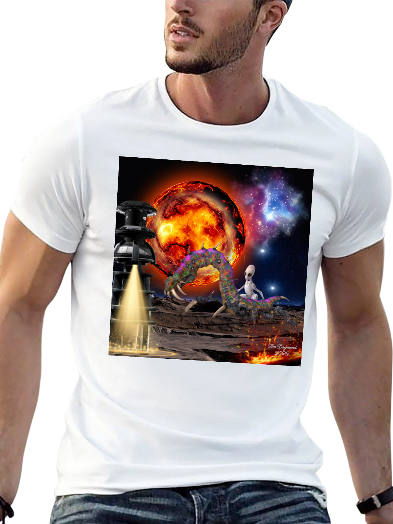 Alien Landing T-Shirt: Sci-Fi Design