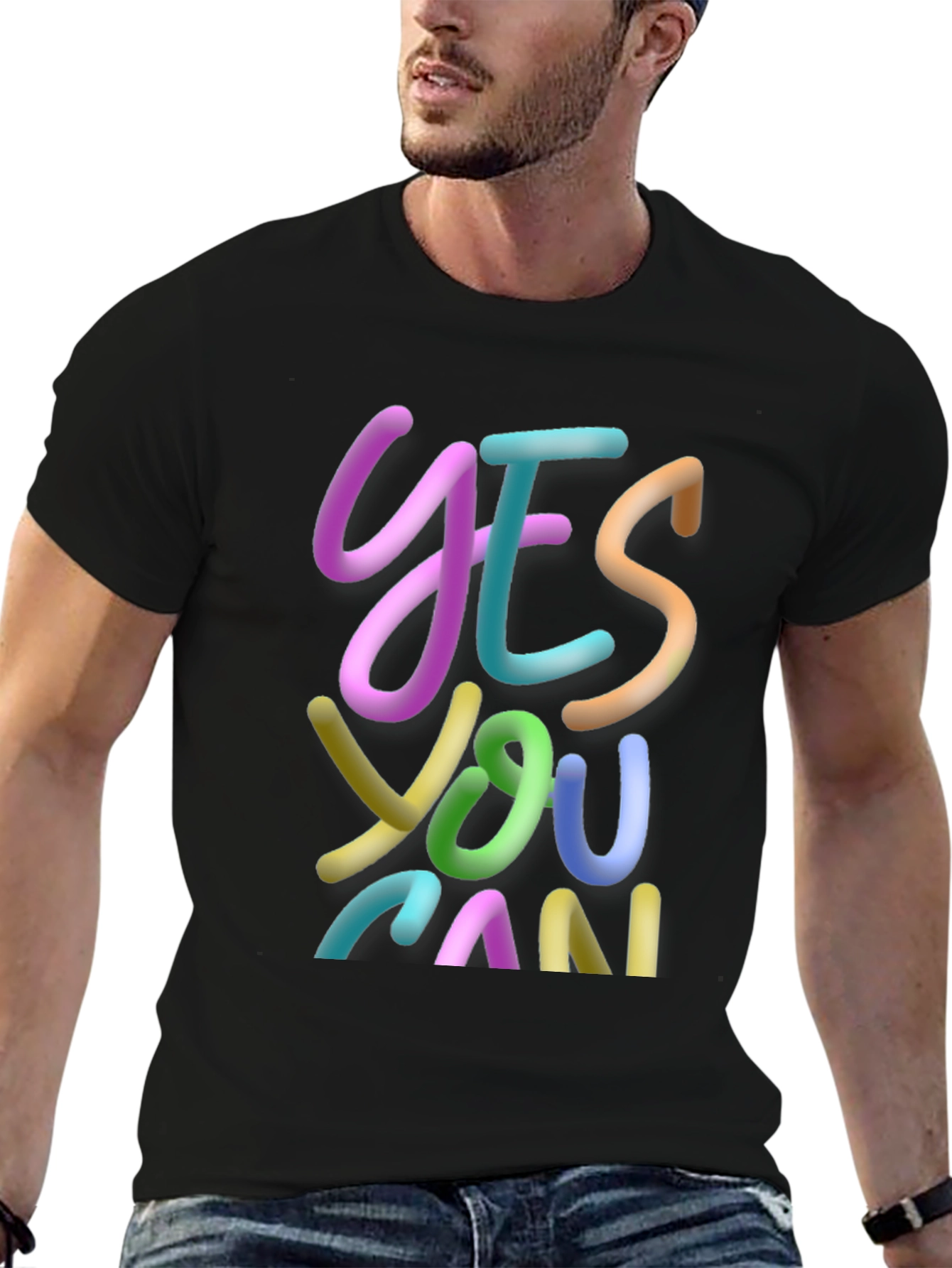 Yes You Can Graphic Tee - Inspirational Black T-Shirt