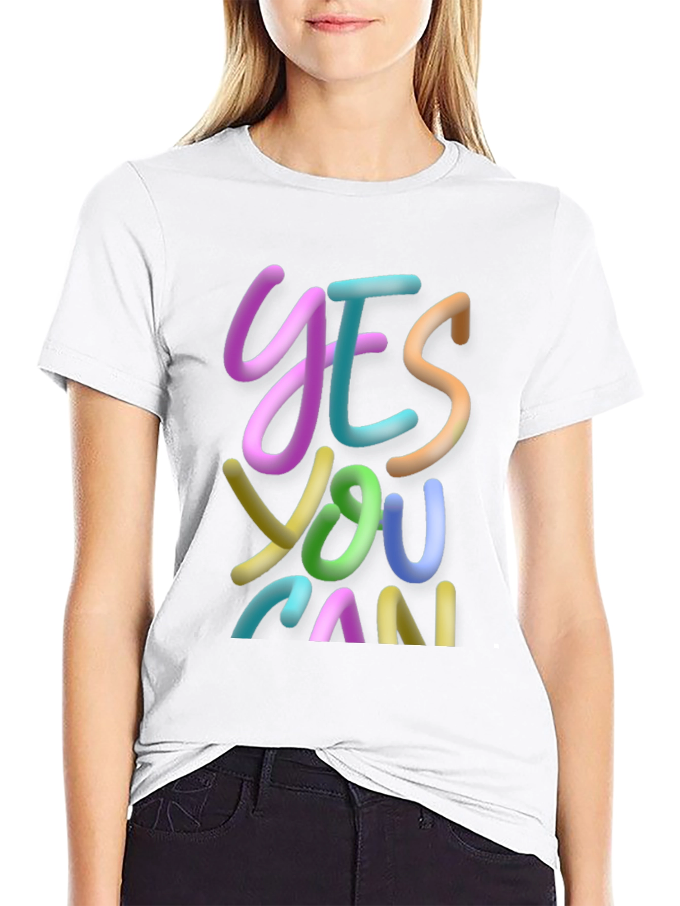 Yes You Can Graphic Tee - Inspirational Black T-Shirt
