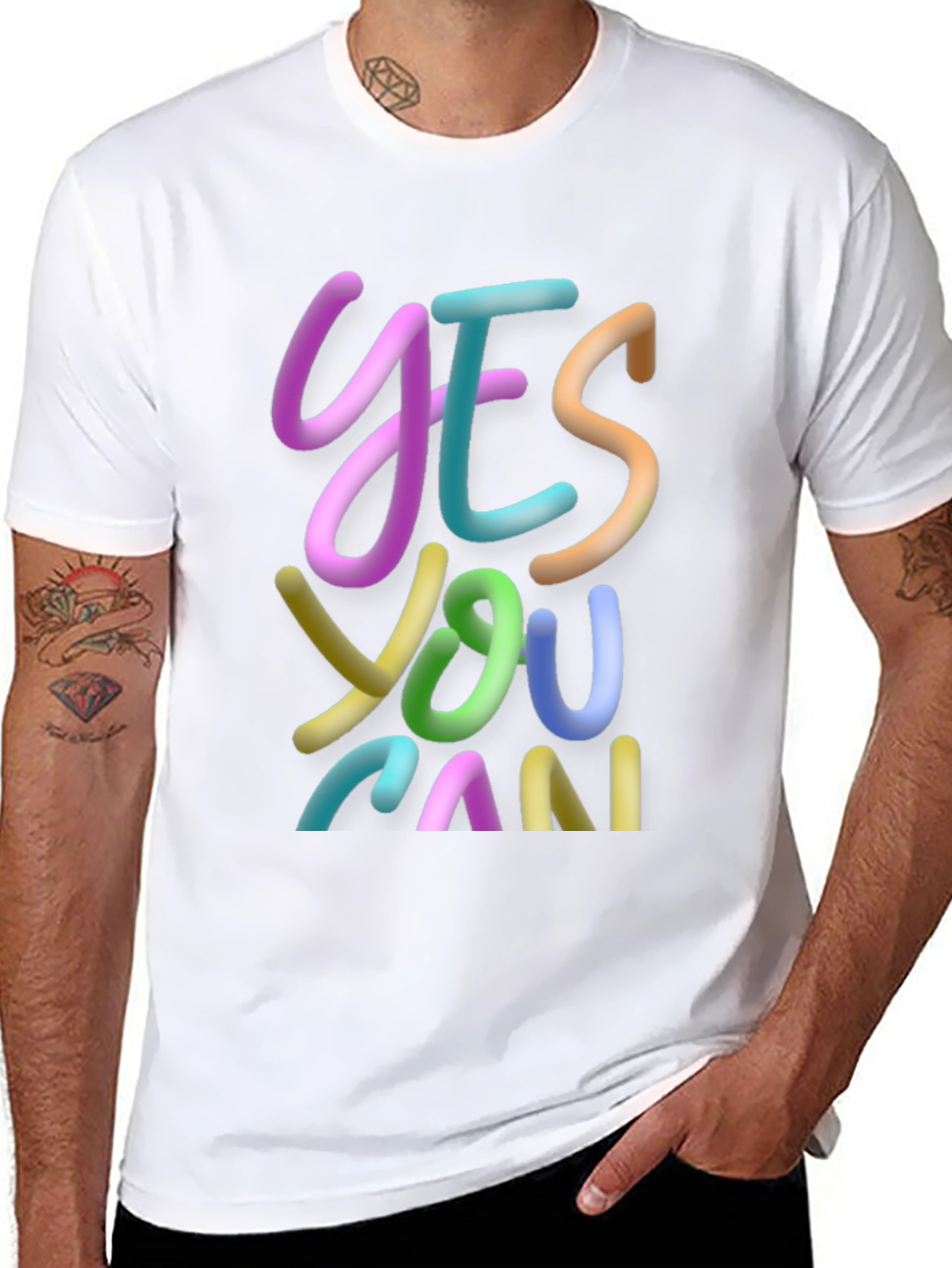 Yes You Can Graphic Tee - Inspirational Black T-Shirt
